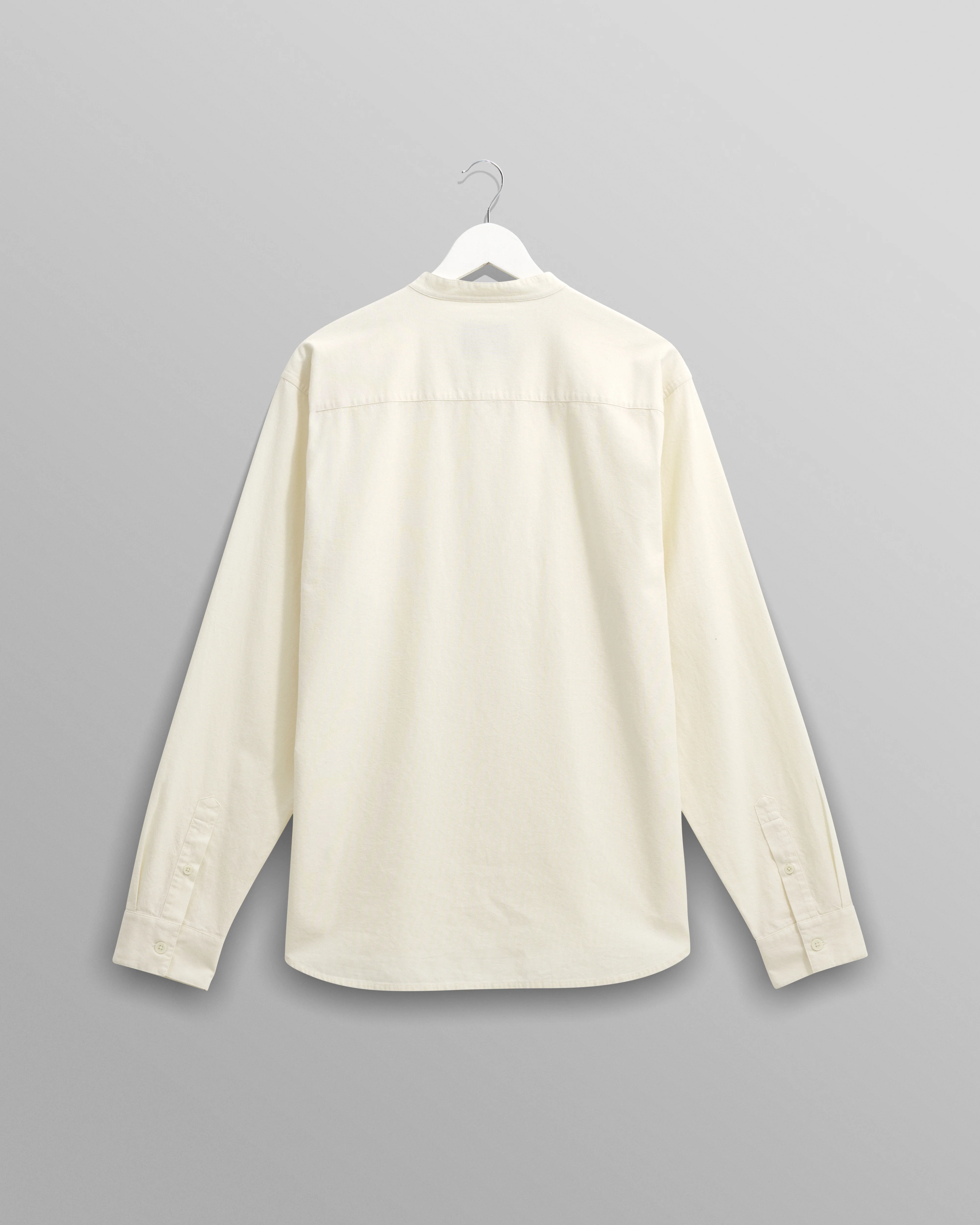 Abbot - Ecru Grandad Collar Cotton Chambray Shirt - Image 8
