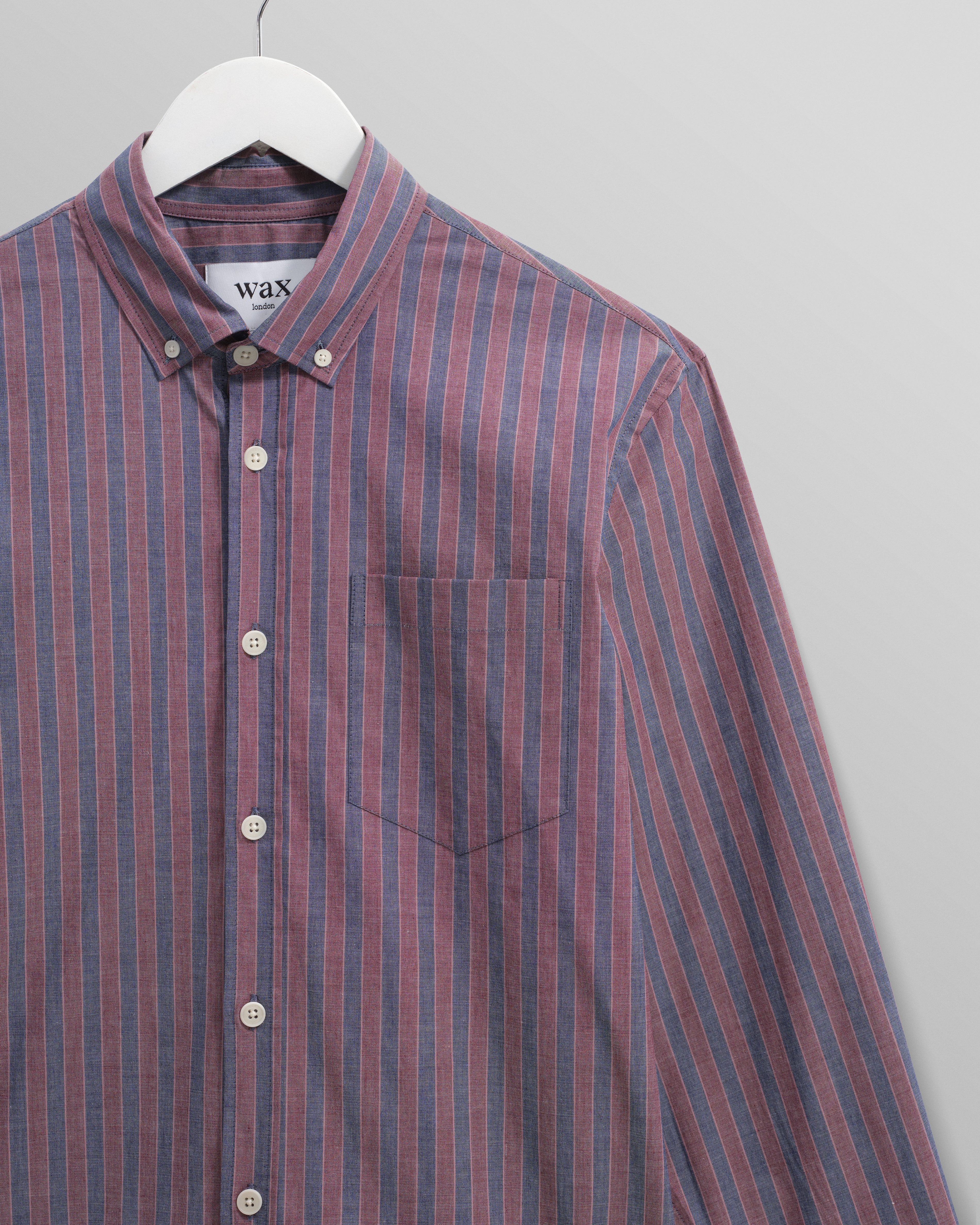 Abingdon - Blue And Burgundy Halo Stripe Shirt - Image 2
