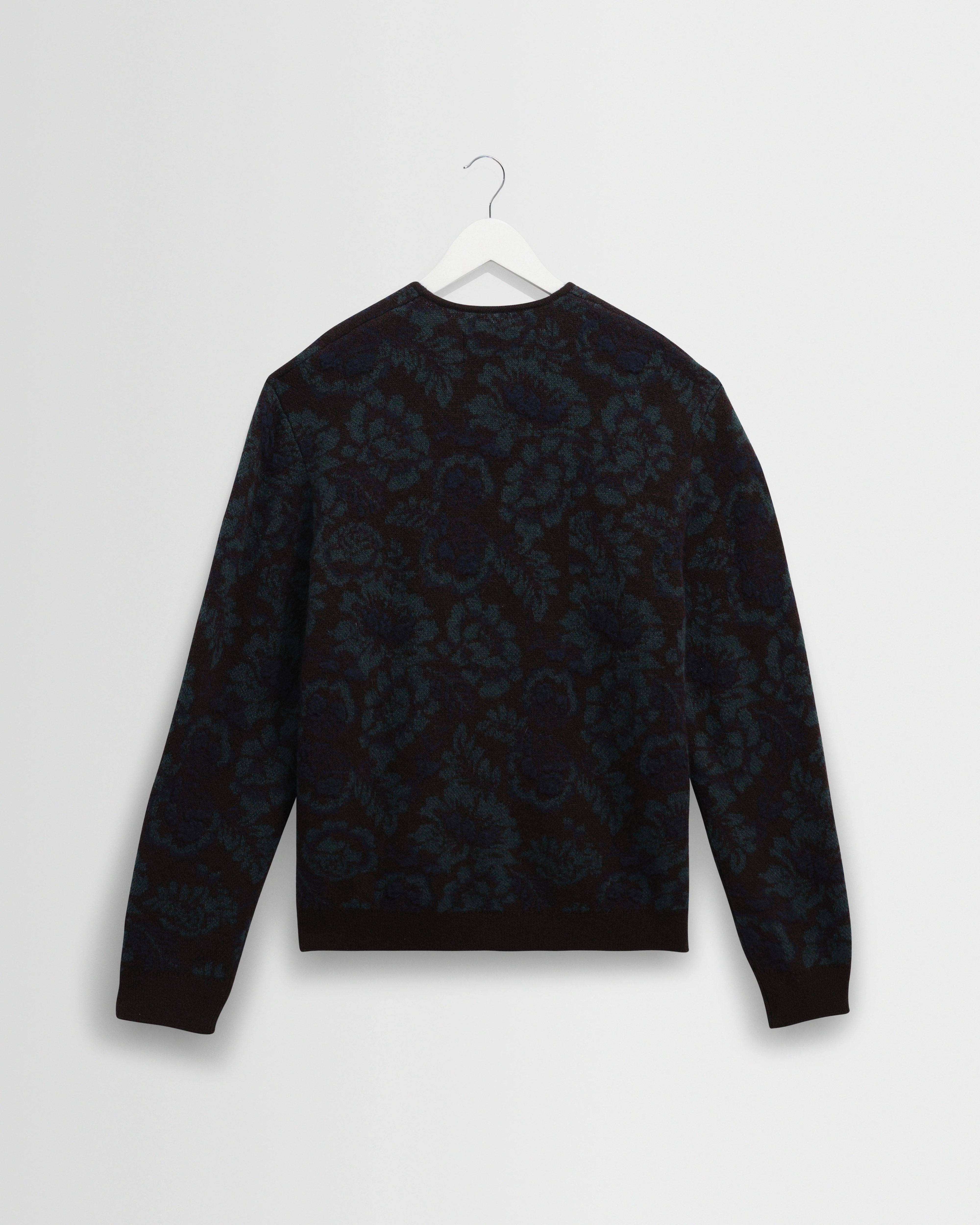 Alban - Black And Green Floral Textured Jacquard Cardigan - Image 8