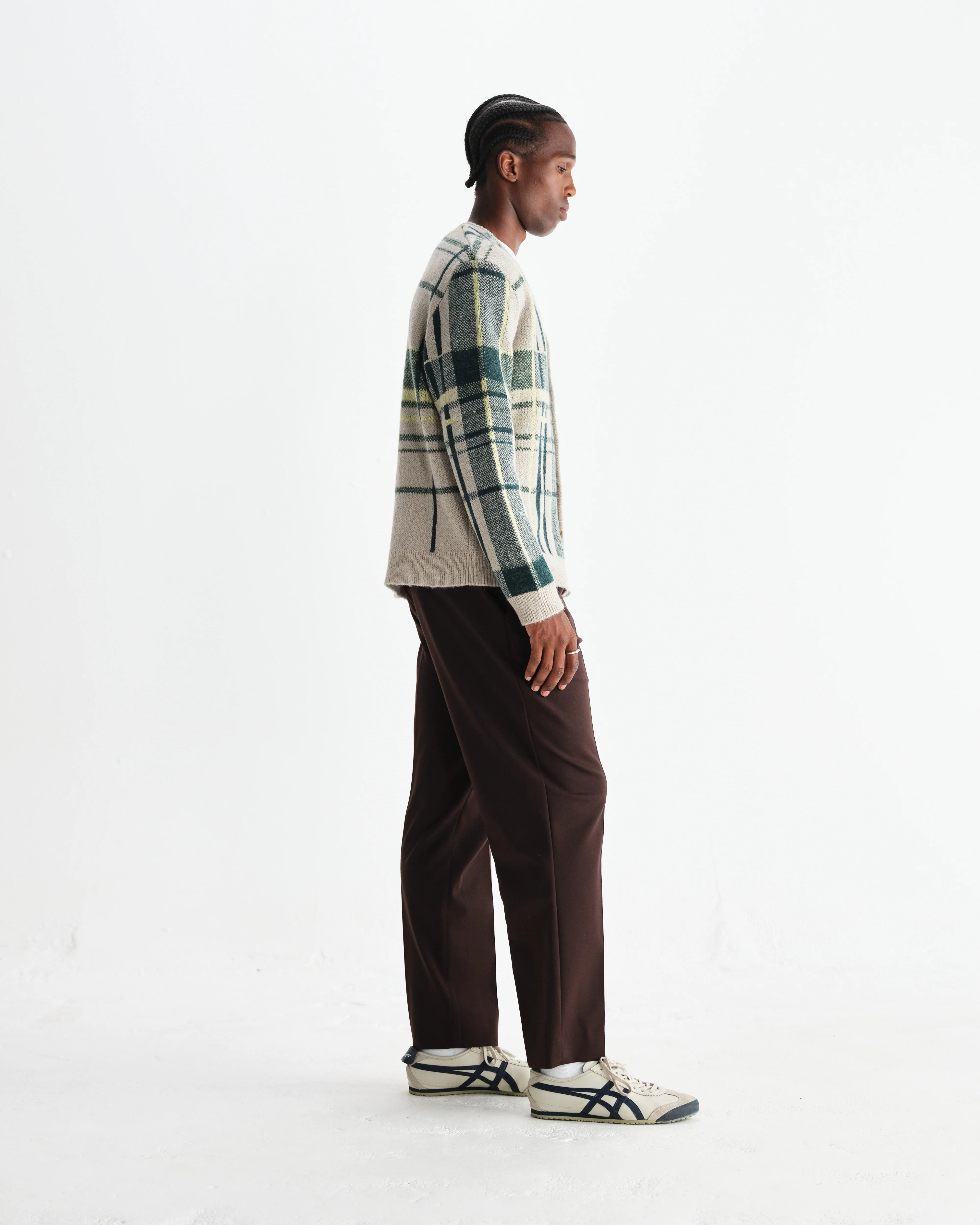 Alban - Natural And Green Plaid Check Cardigan - Image 5