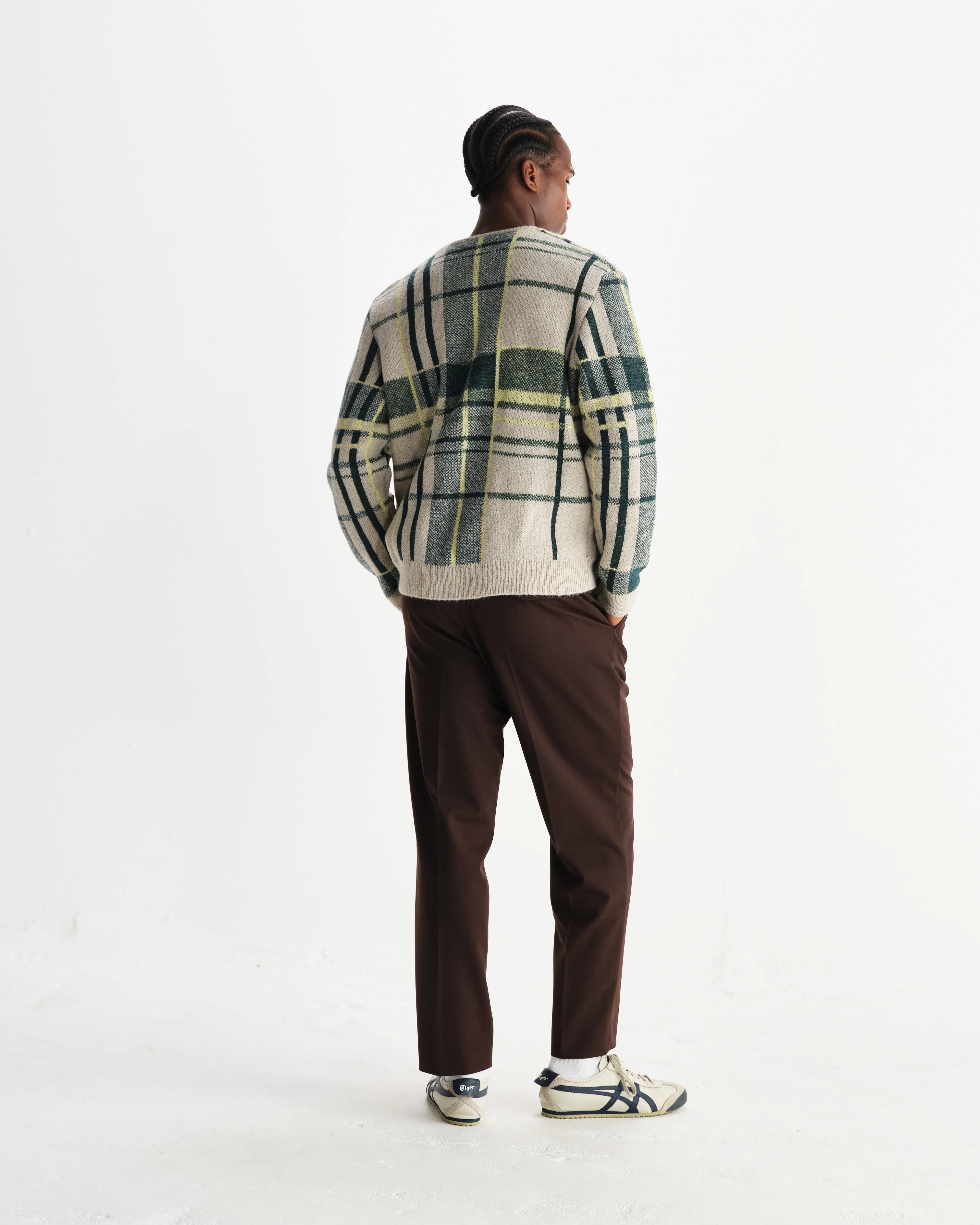 Alban - Natural And Green Plaid Check Cardigan - Image 6