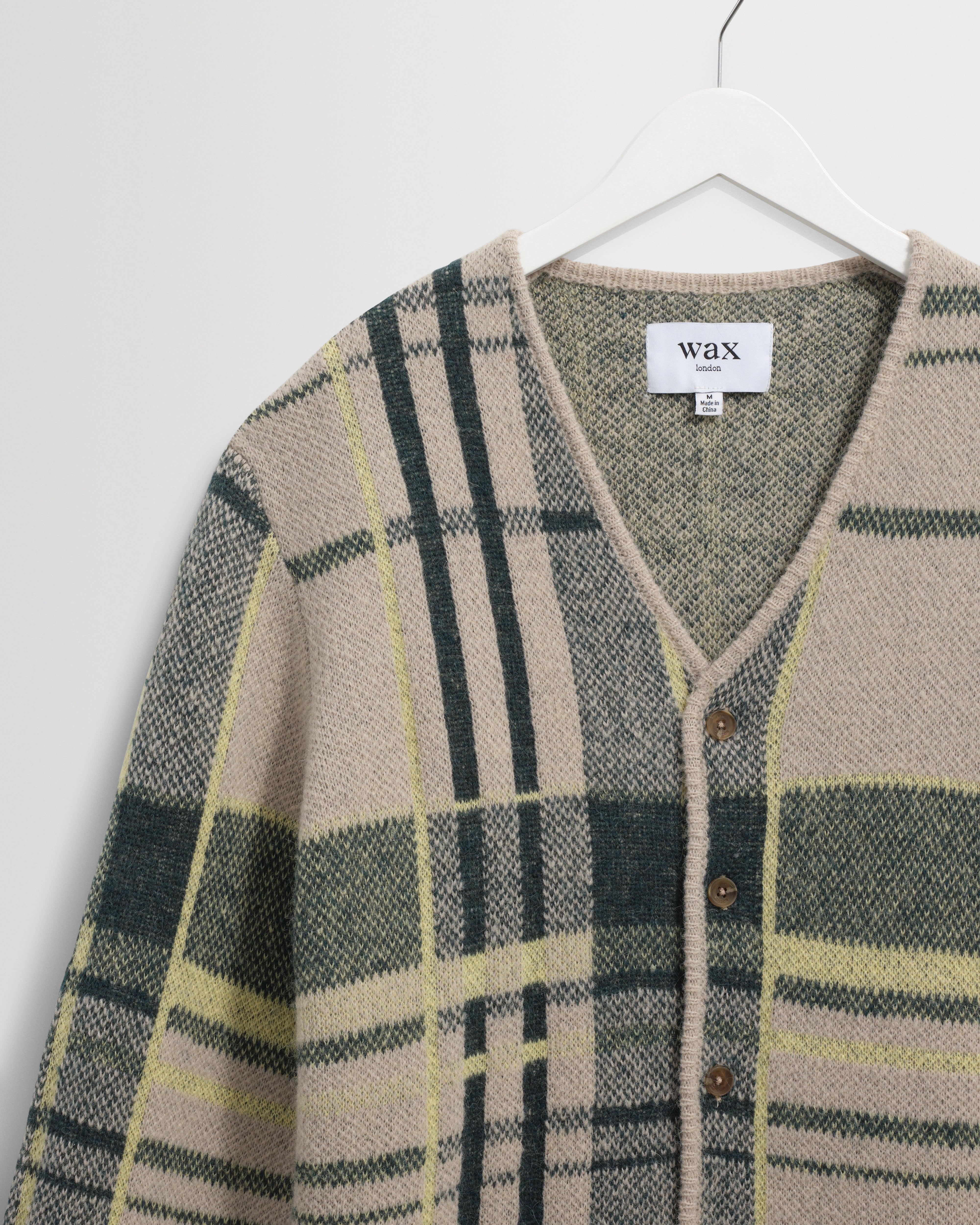 Alban - Natural And Green Plaid Check Cardigan - Image 7