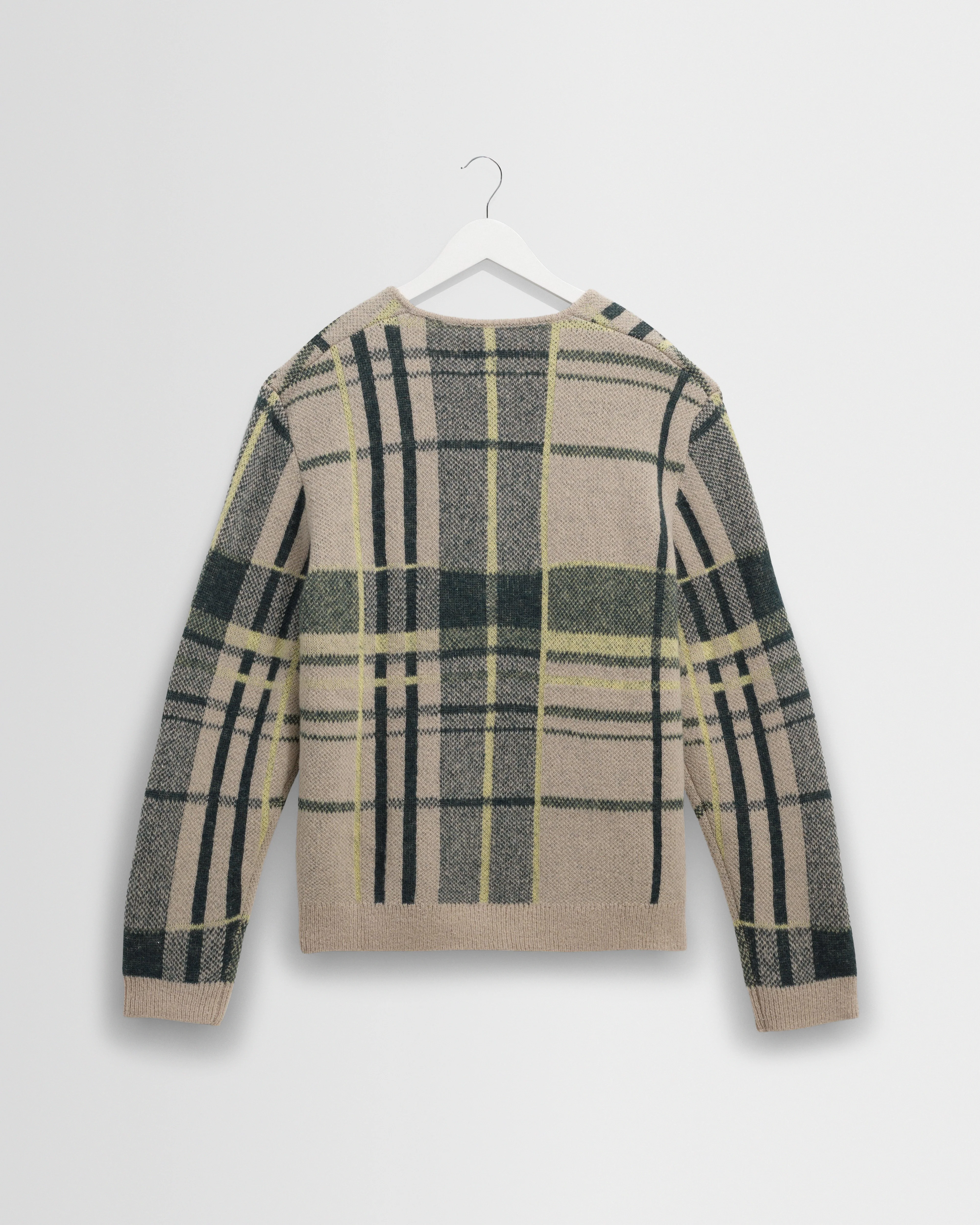 Alban - Natural And Green Plaid Check Cardigan - Image 8