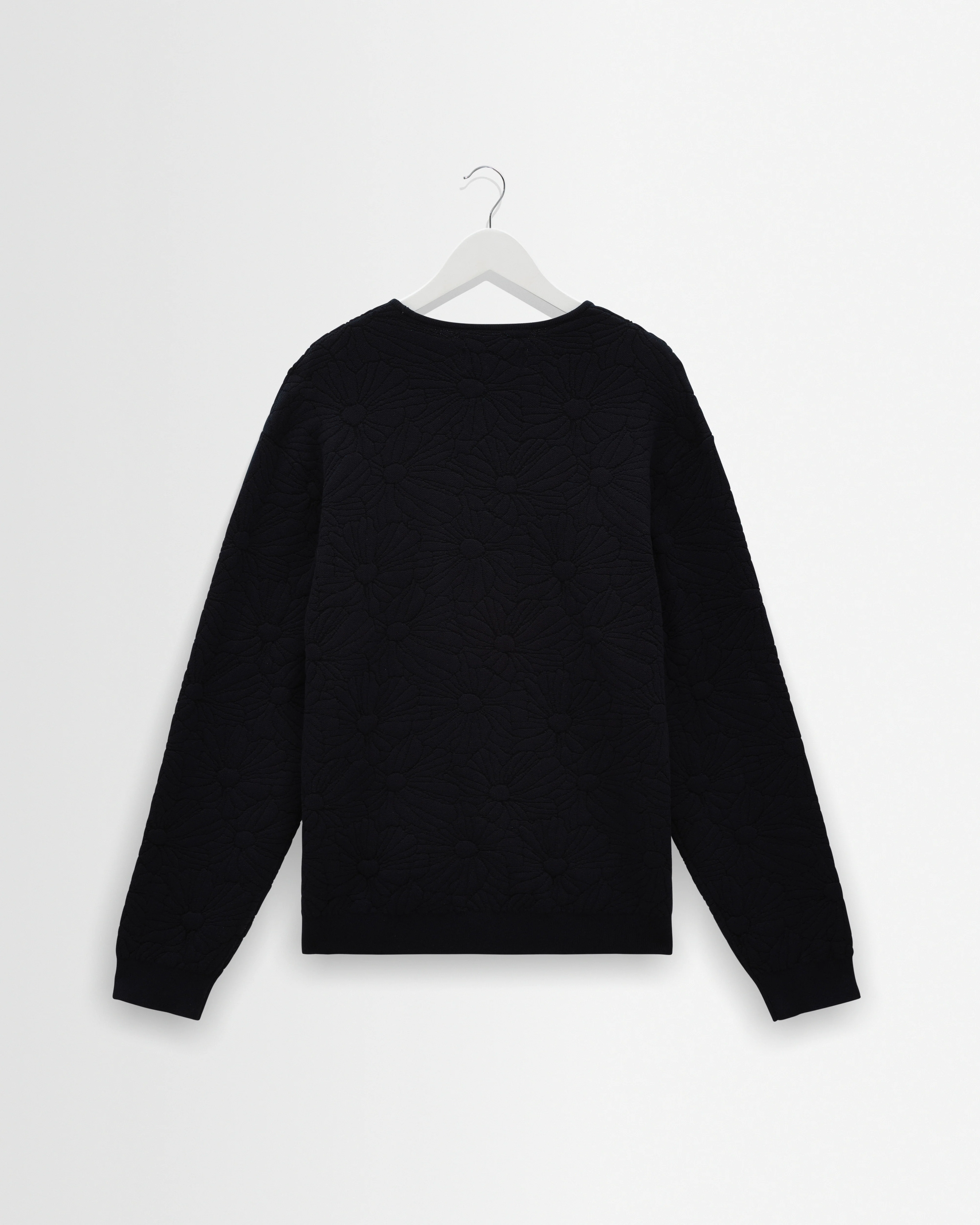Alban - Navy And Black Floral Jacquard Cardigan - Image 8