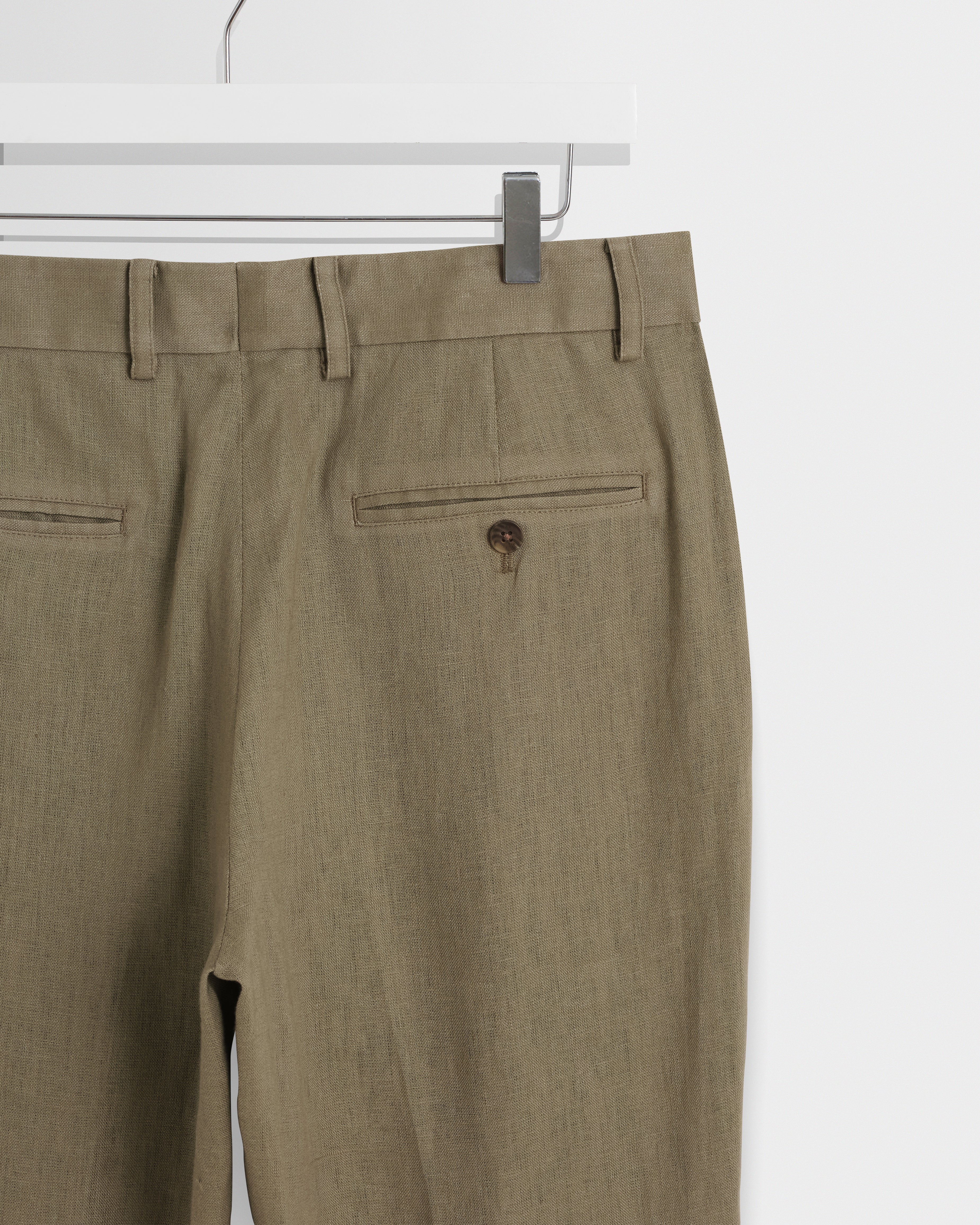 Alp - Khaki Linen Slim Fit Trousers - Image 10