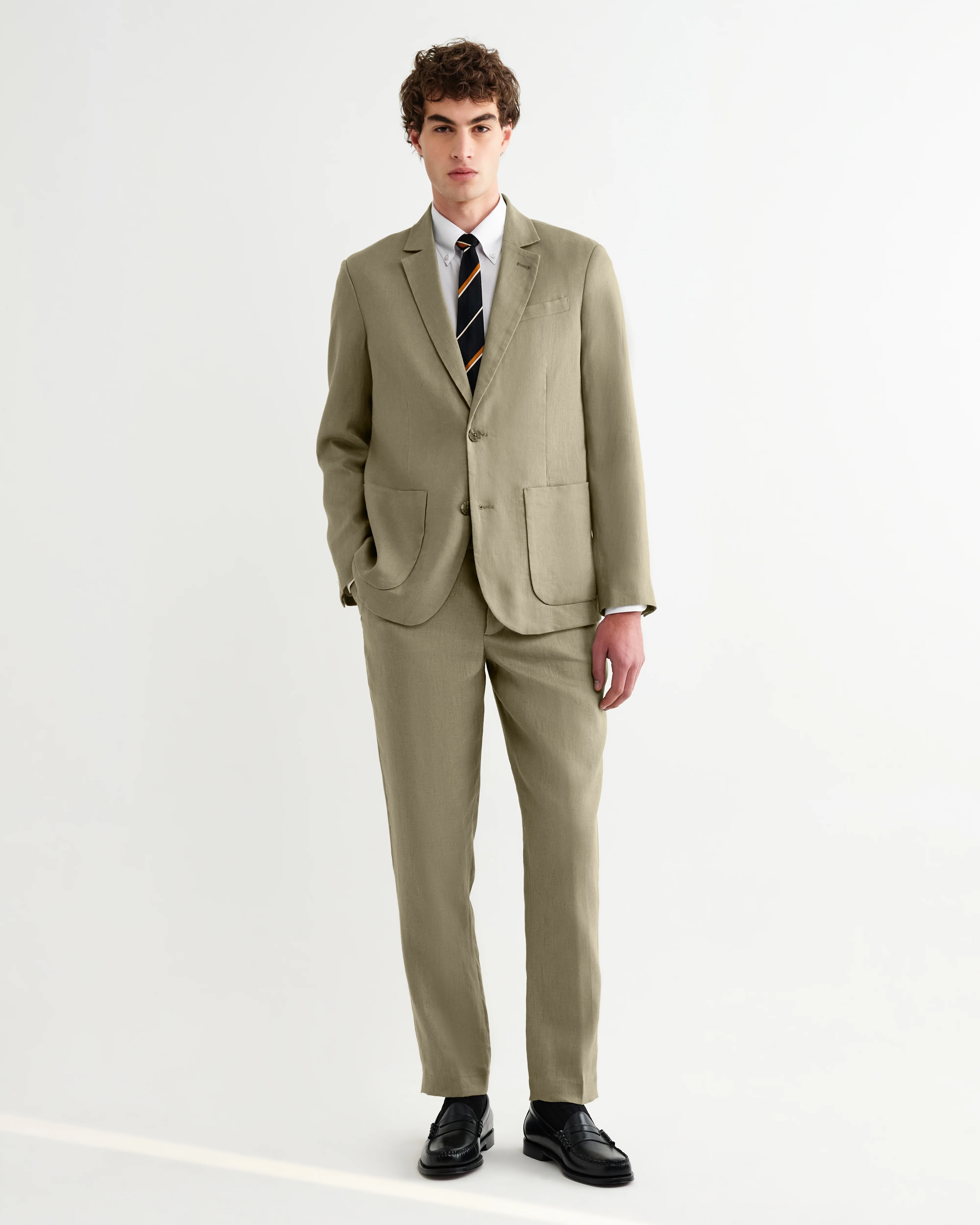 Alp - Khaki Linen Slim Fit Trousers - Image 3