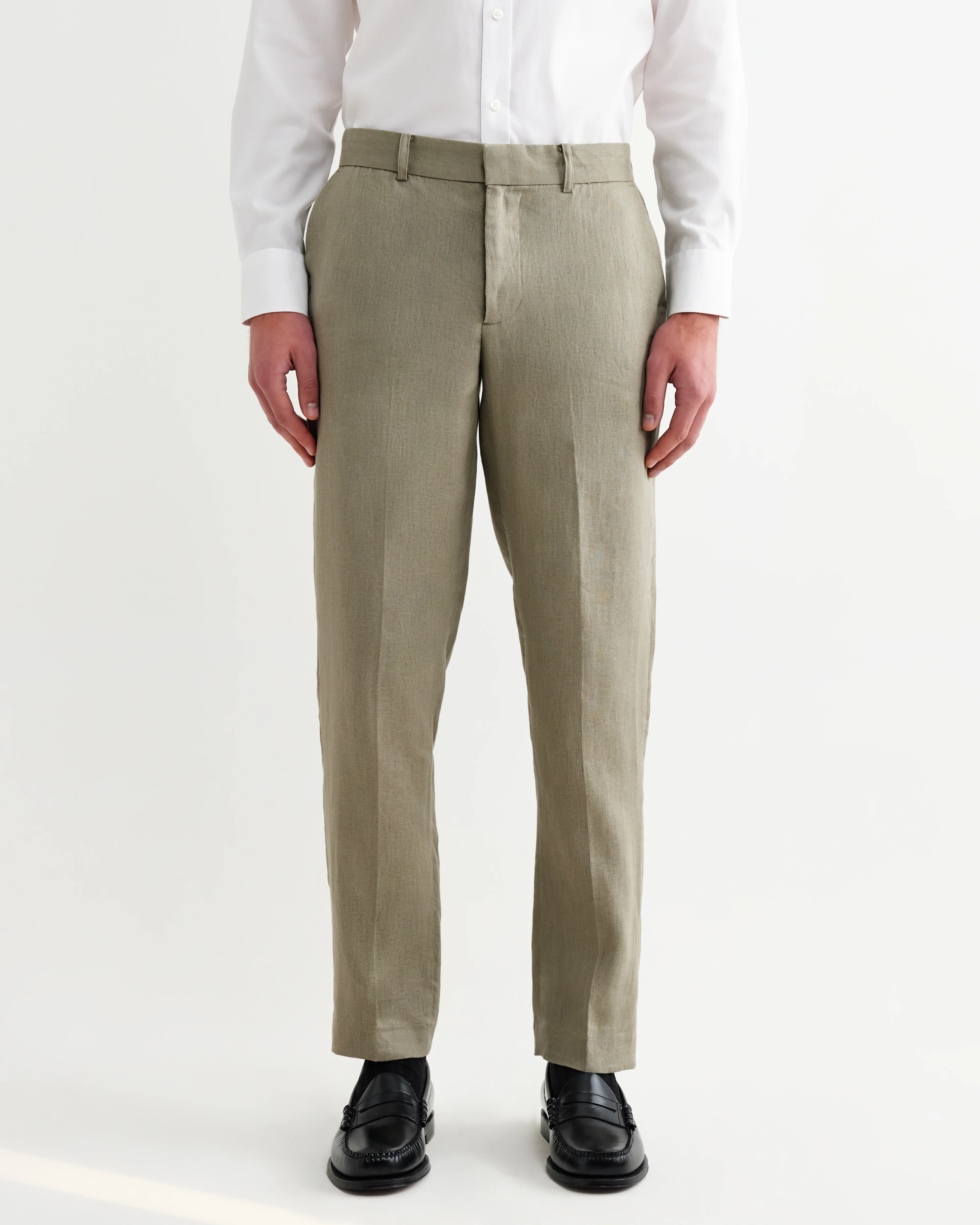 Alp - Khaki Linen Slim Fit Trousers - Image 4