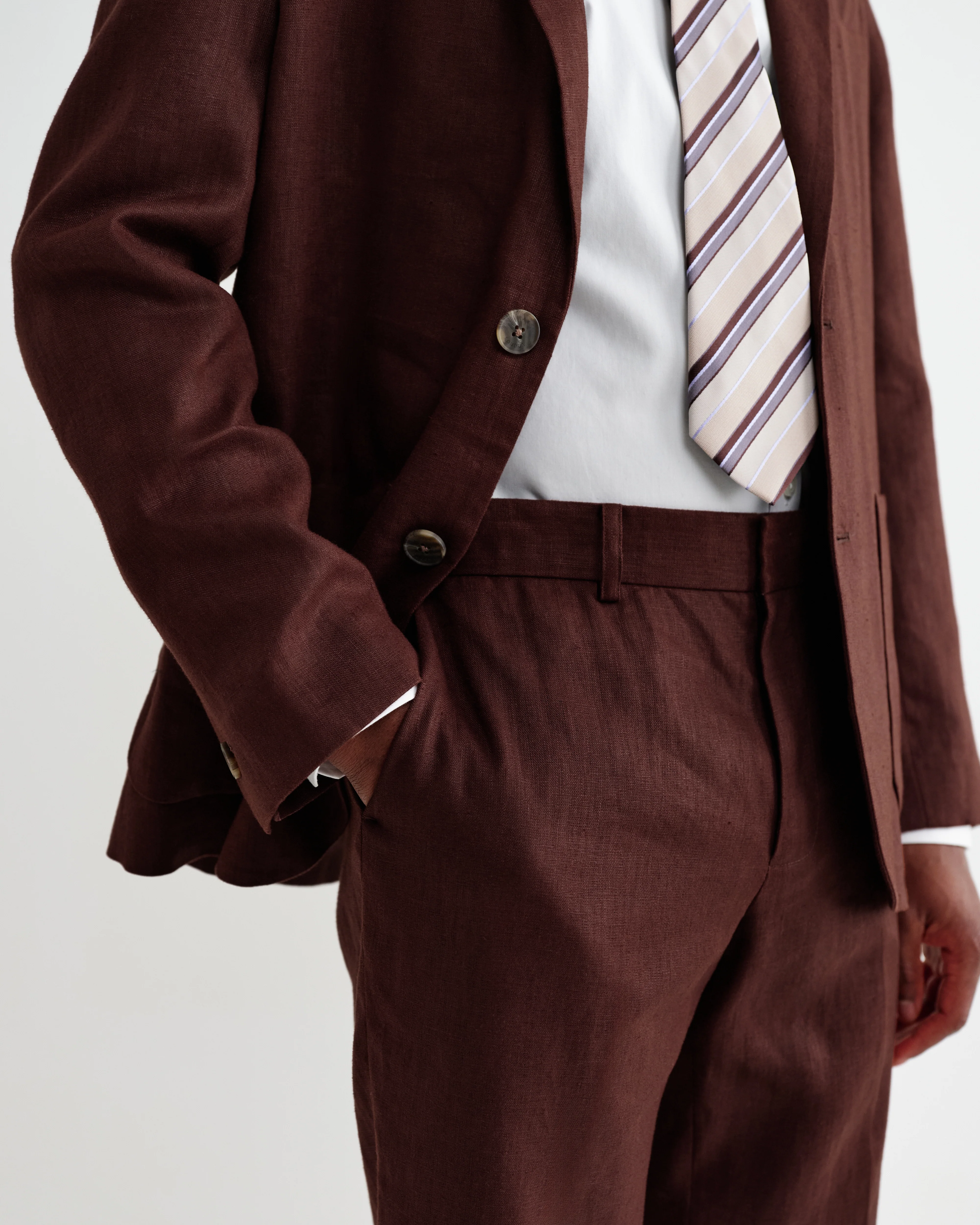 Alp - Merlot Linen Slim Fit Trousers - Image 5