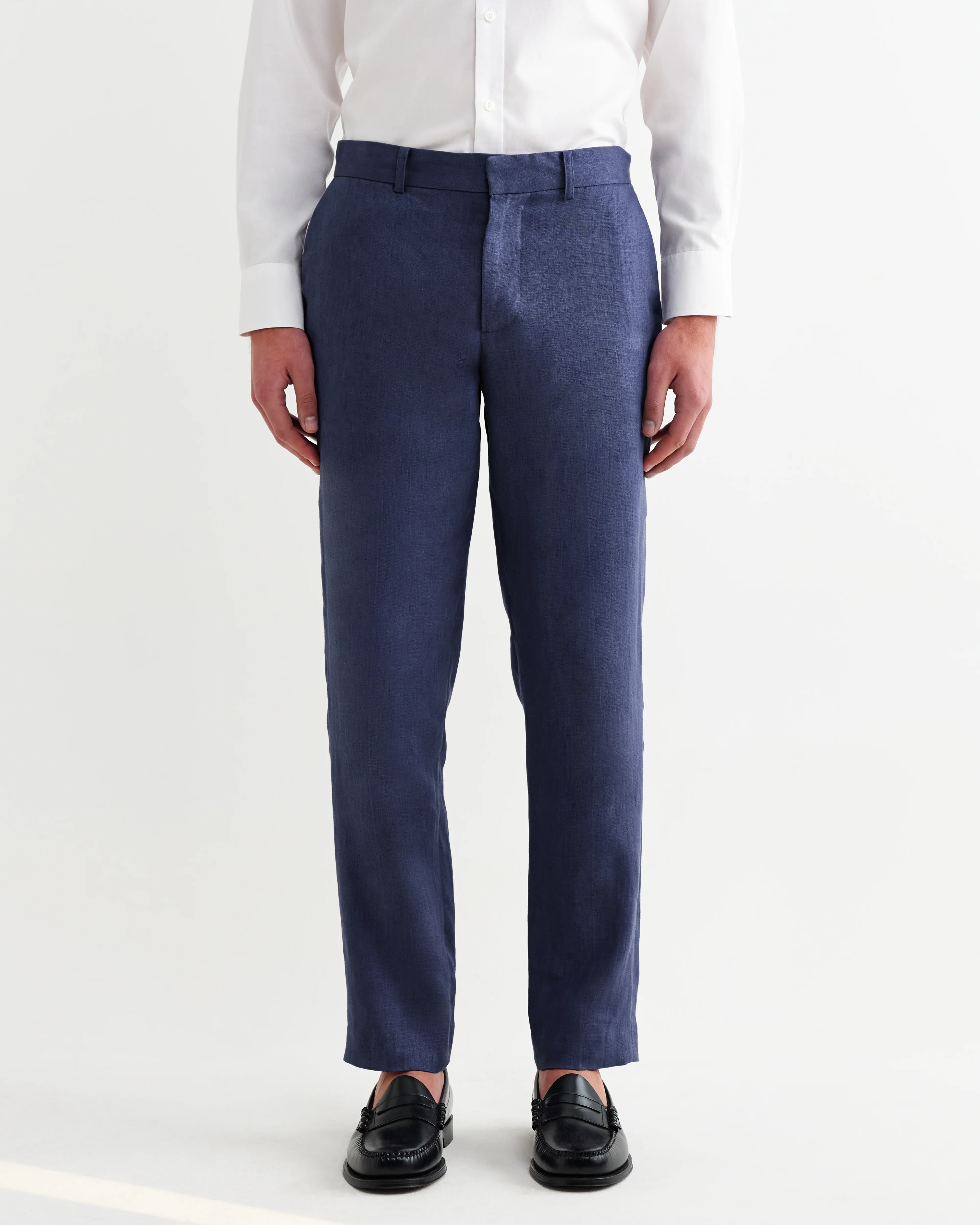 Alp - Mid Blue Linen Slim Fit Trousers - Image 4