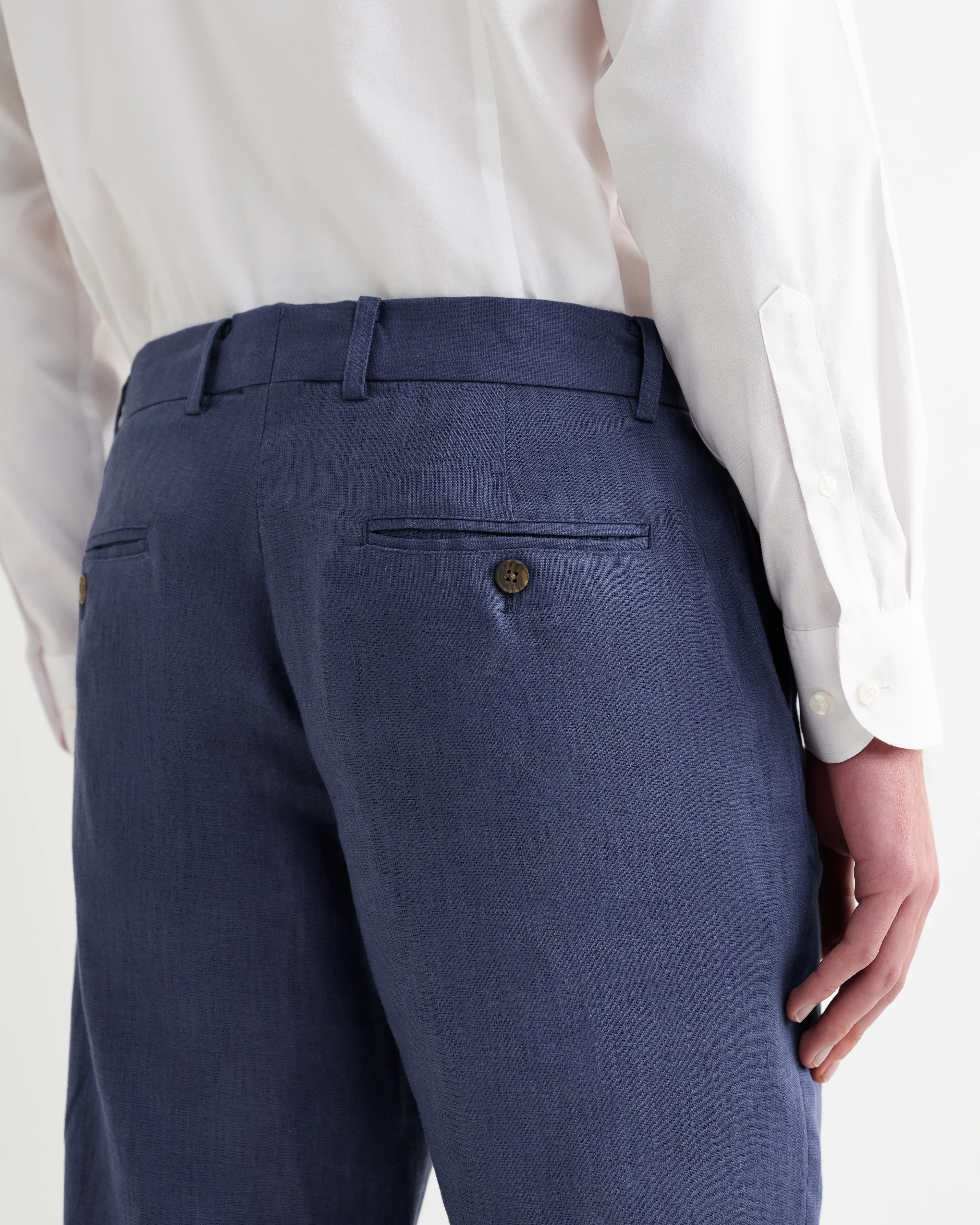 Alp - Mid Blue Linen Slim Fit Trousers - Image 7
