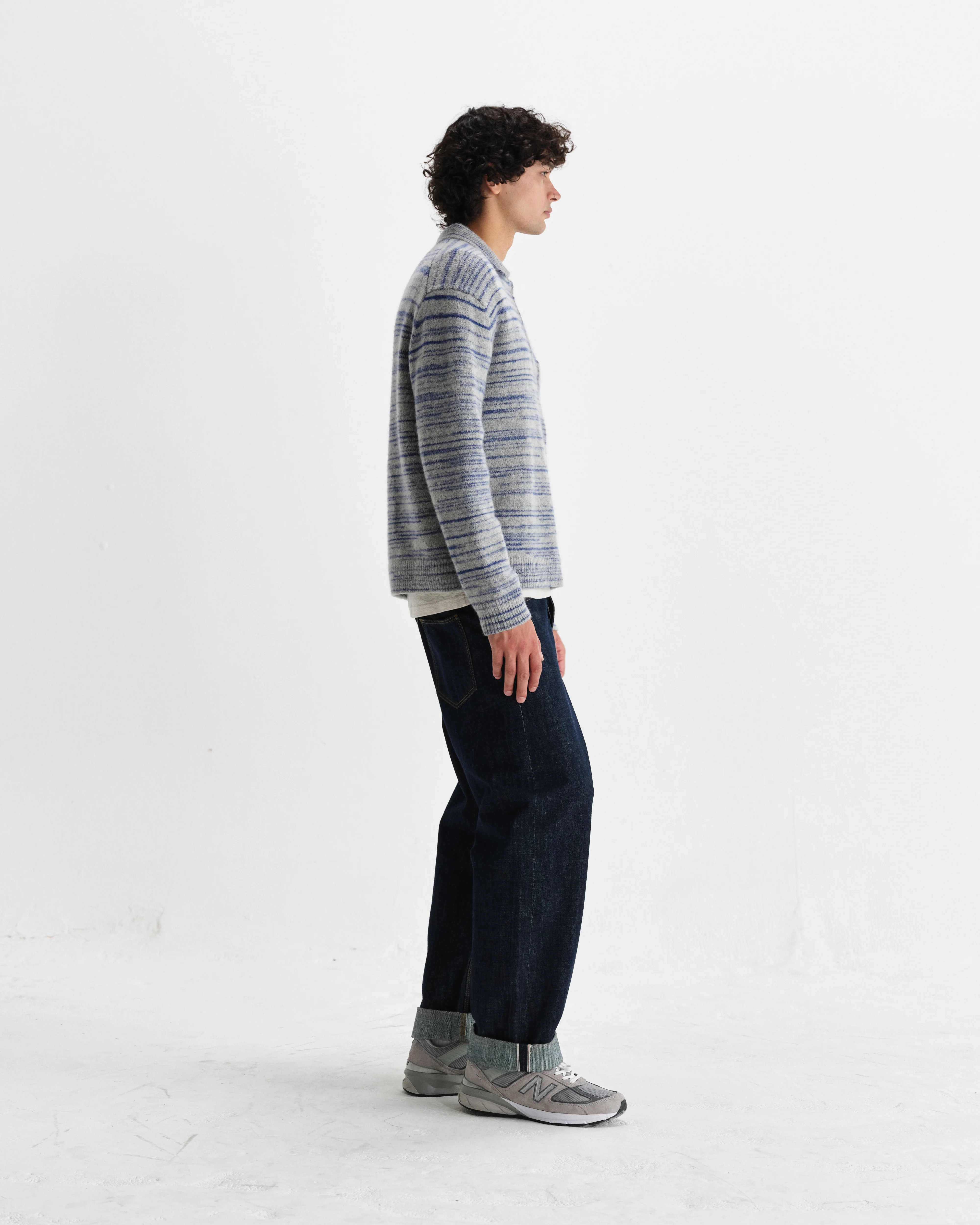 Alpha - Grey And Blue Space Dye Zip Polo - Image 5