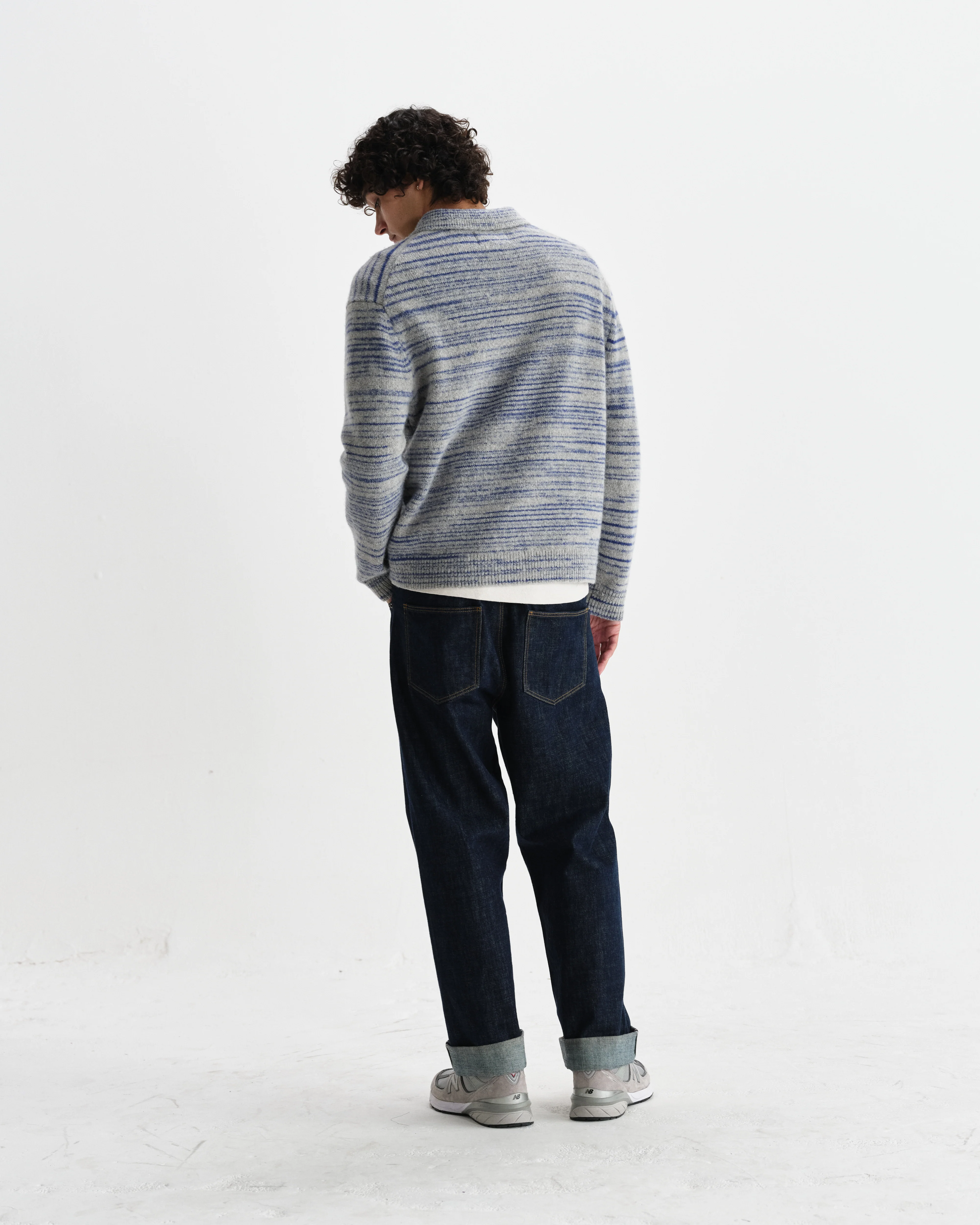Alpha - Grey And Blue Space Dye Zip Polo - Image 6