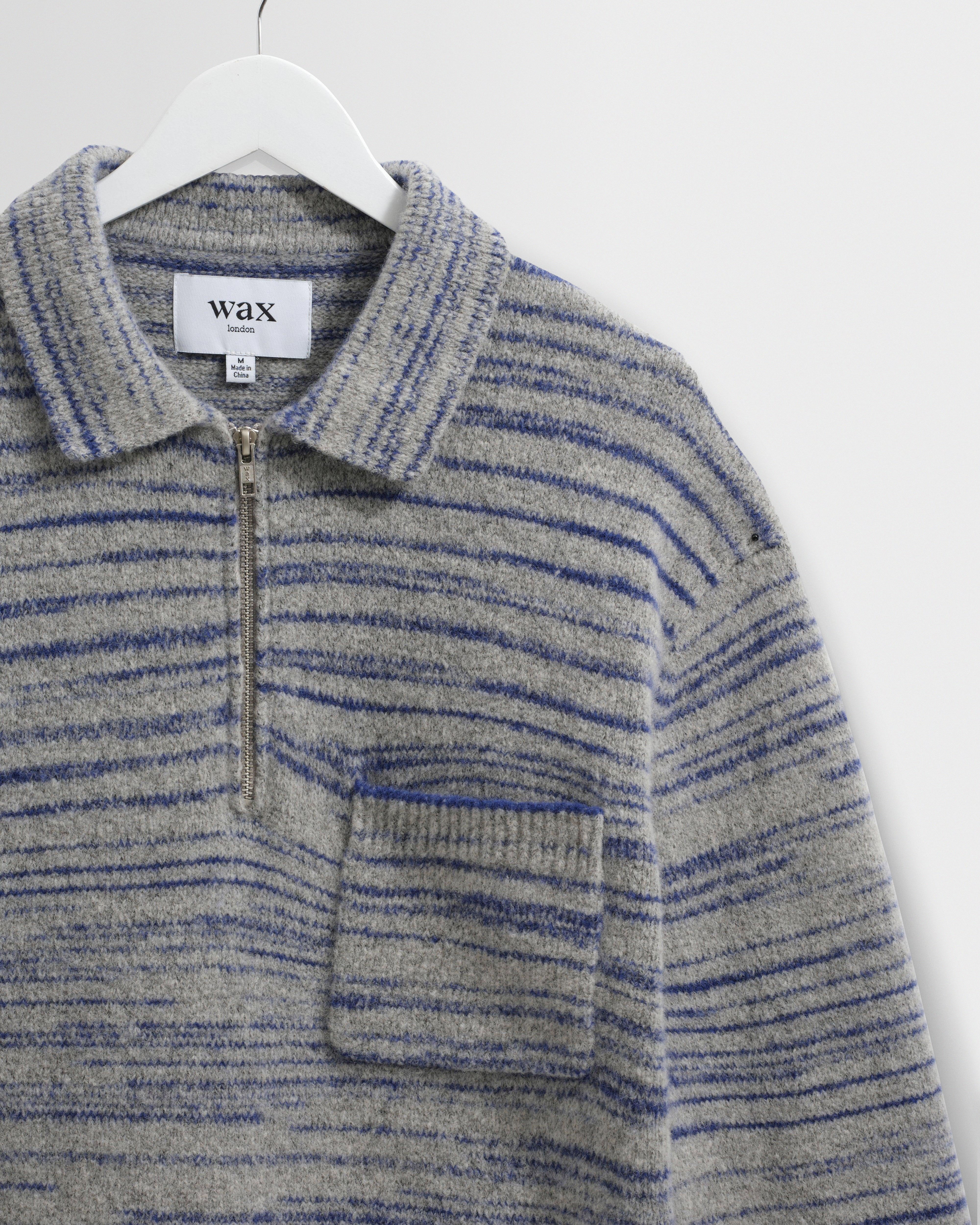 Alpha - Grey And Blue Space Dye Zip Polo - Image 7