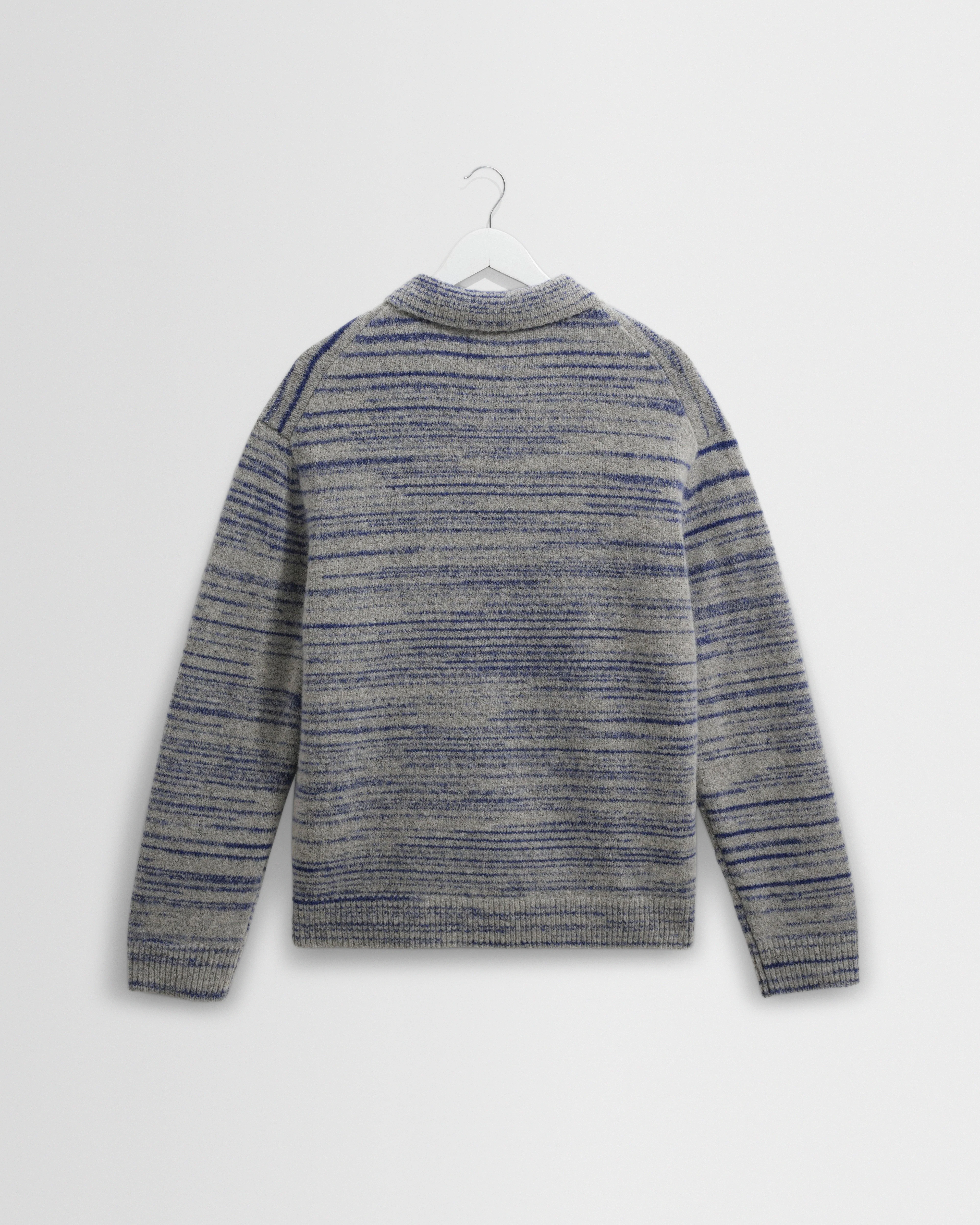 Alpha - Grey And Blue Space Dye Zip Polo - Image 8