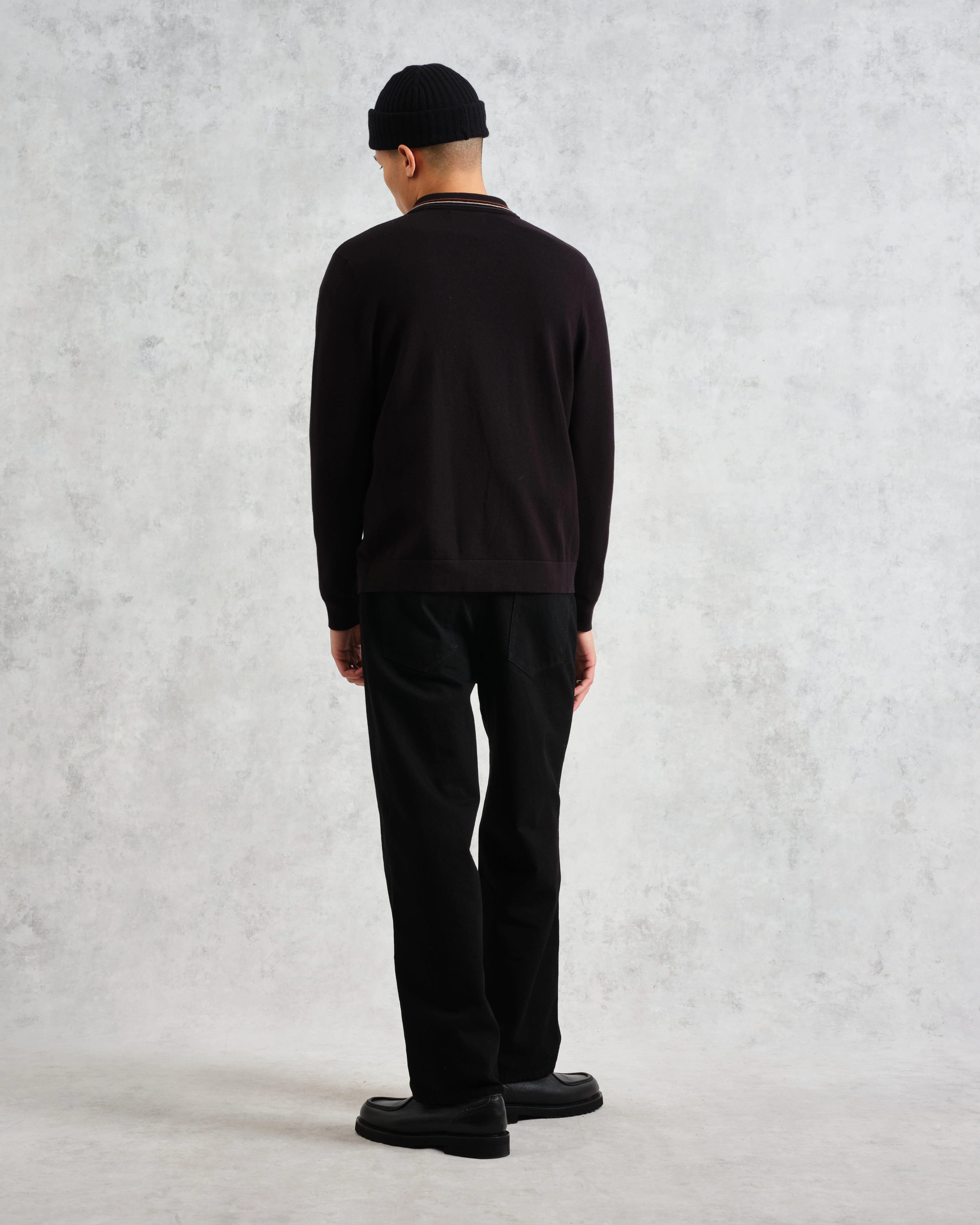 Amble - Black Milano-Knit Long Sleeve Polo - Image 6