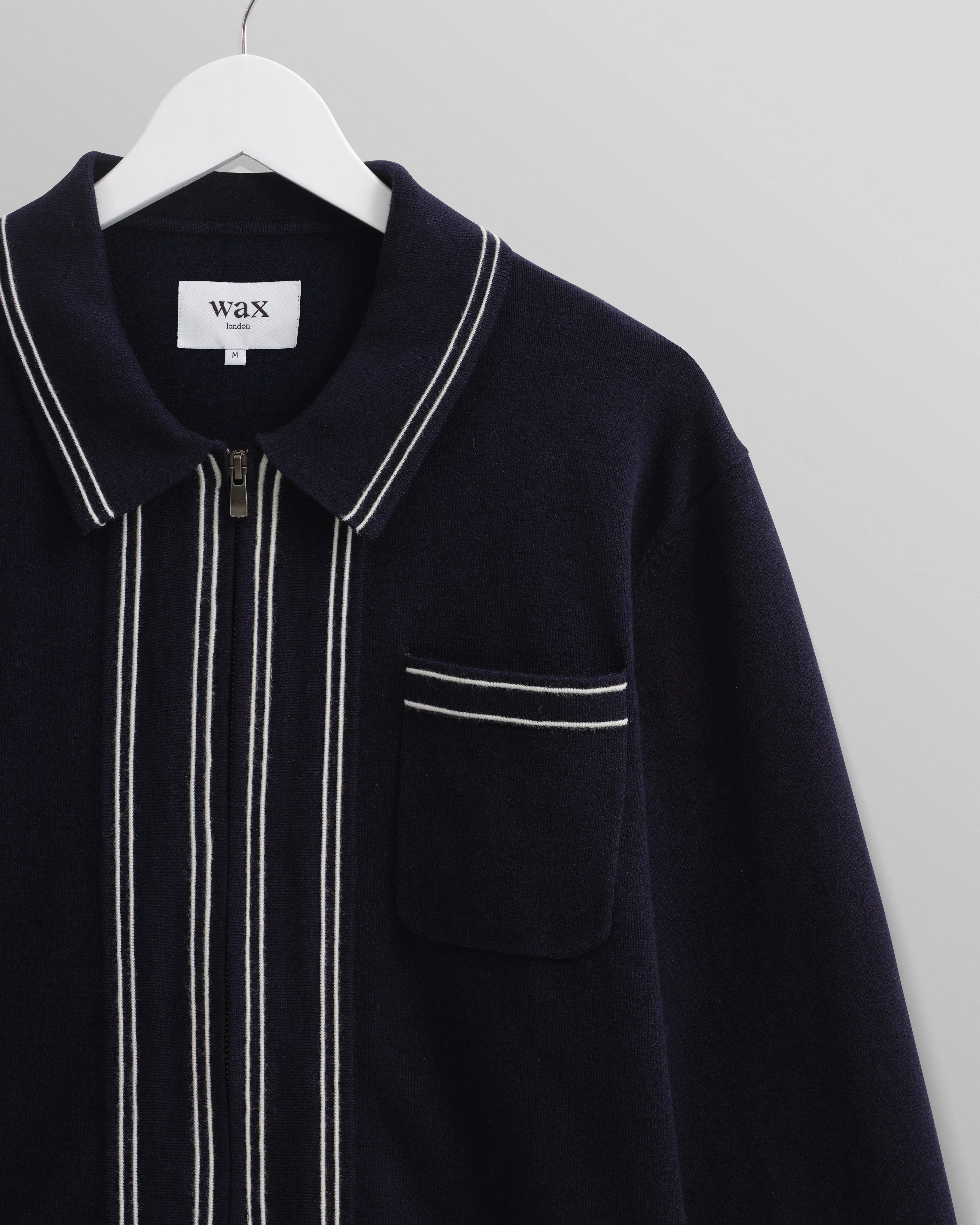 Amble - Navy Milano-Knit Long Sleeve Polo - Image 9