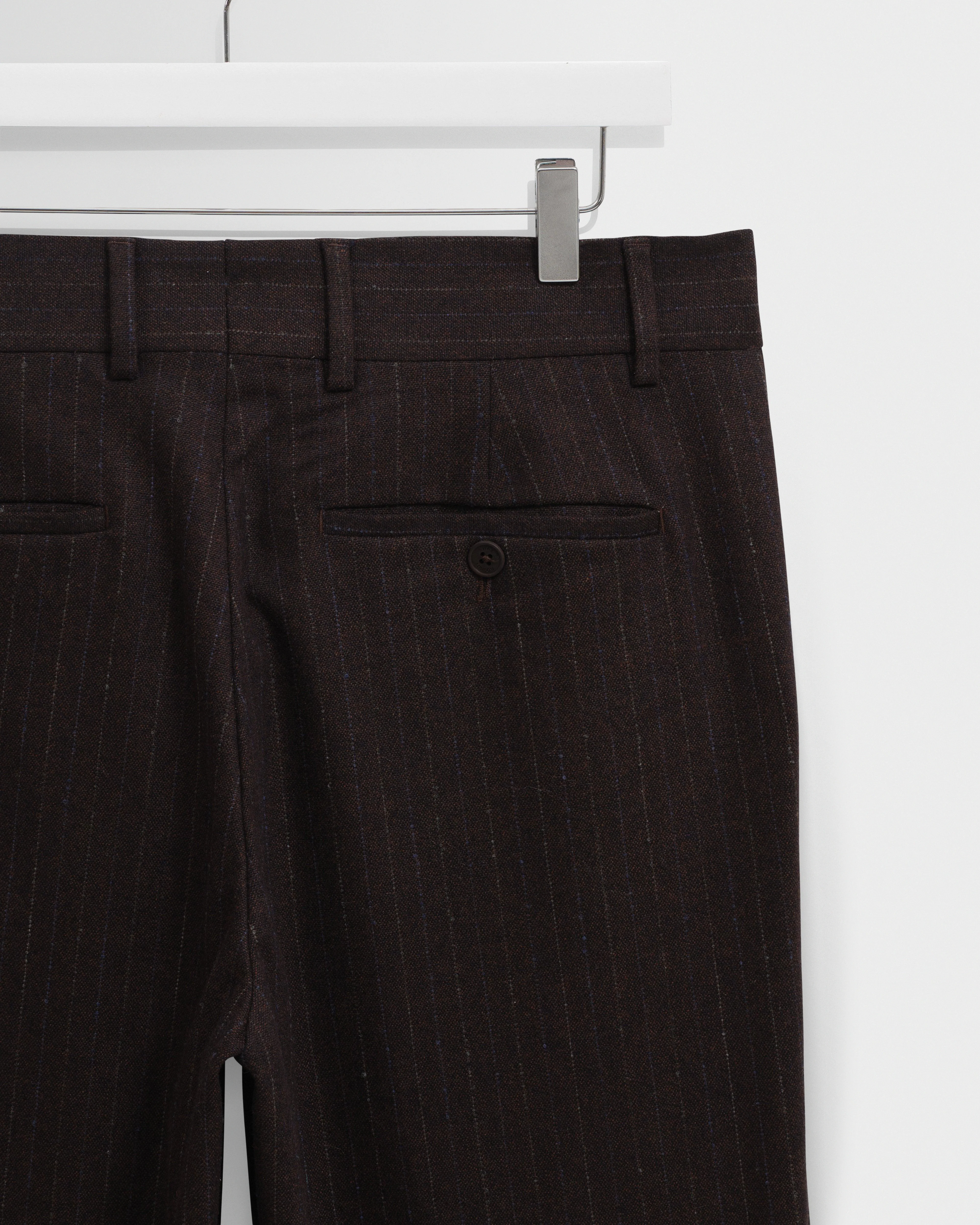 Aston - Dark Brown Wool Pinstripe Trousers - Image 10