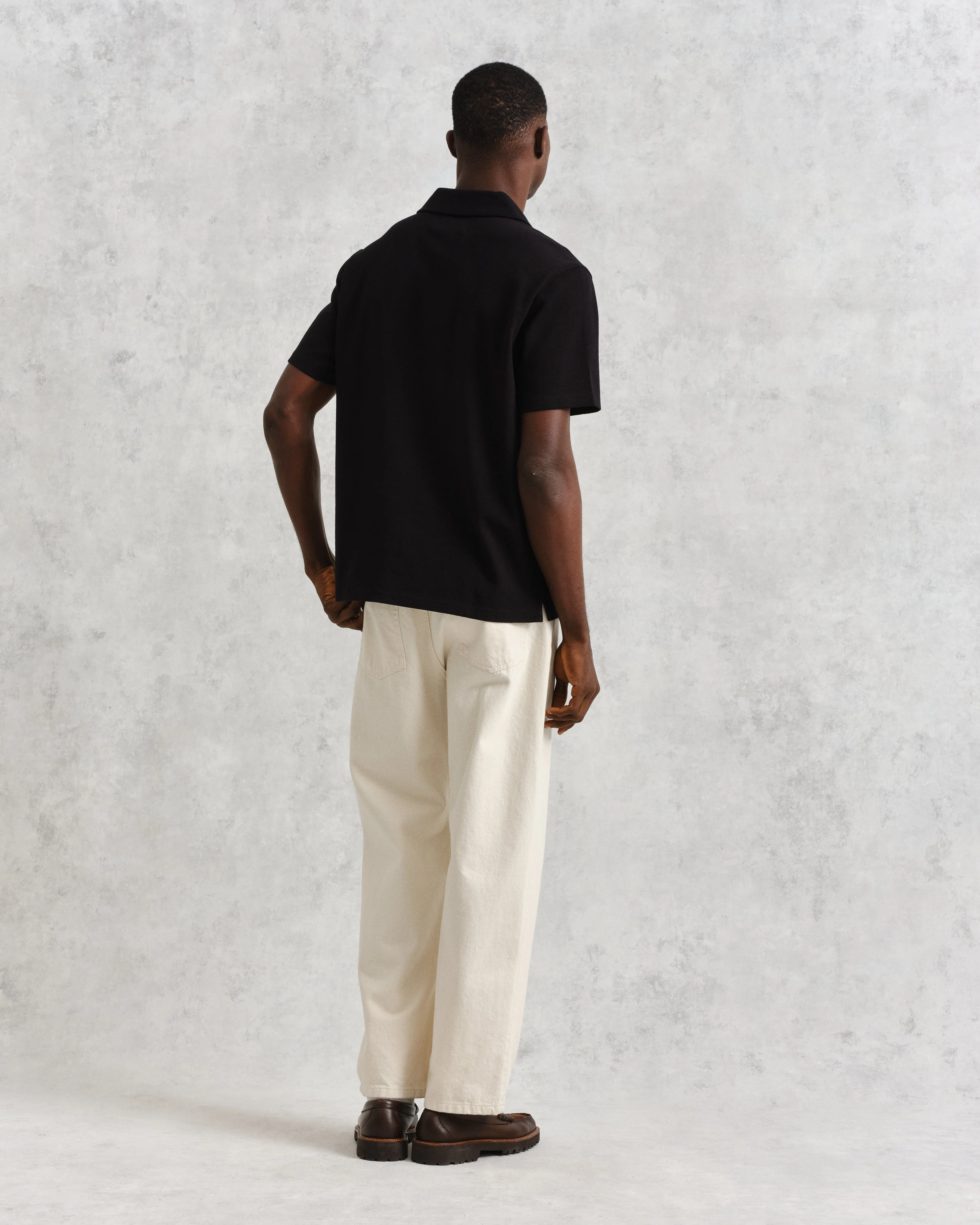 Atwood - Black Textured Organic Cotton Polo Shirt - Image 6