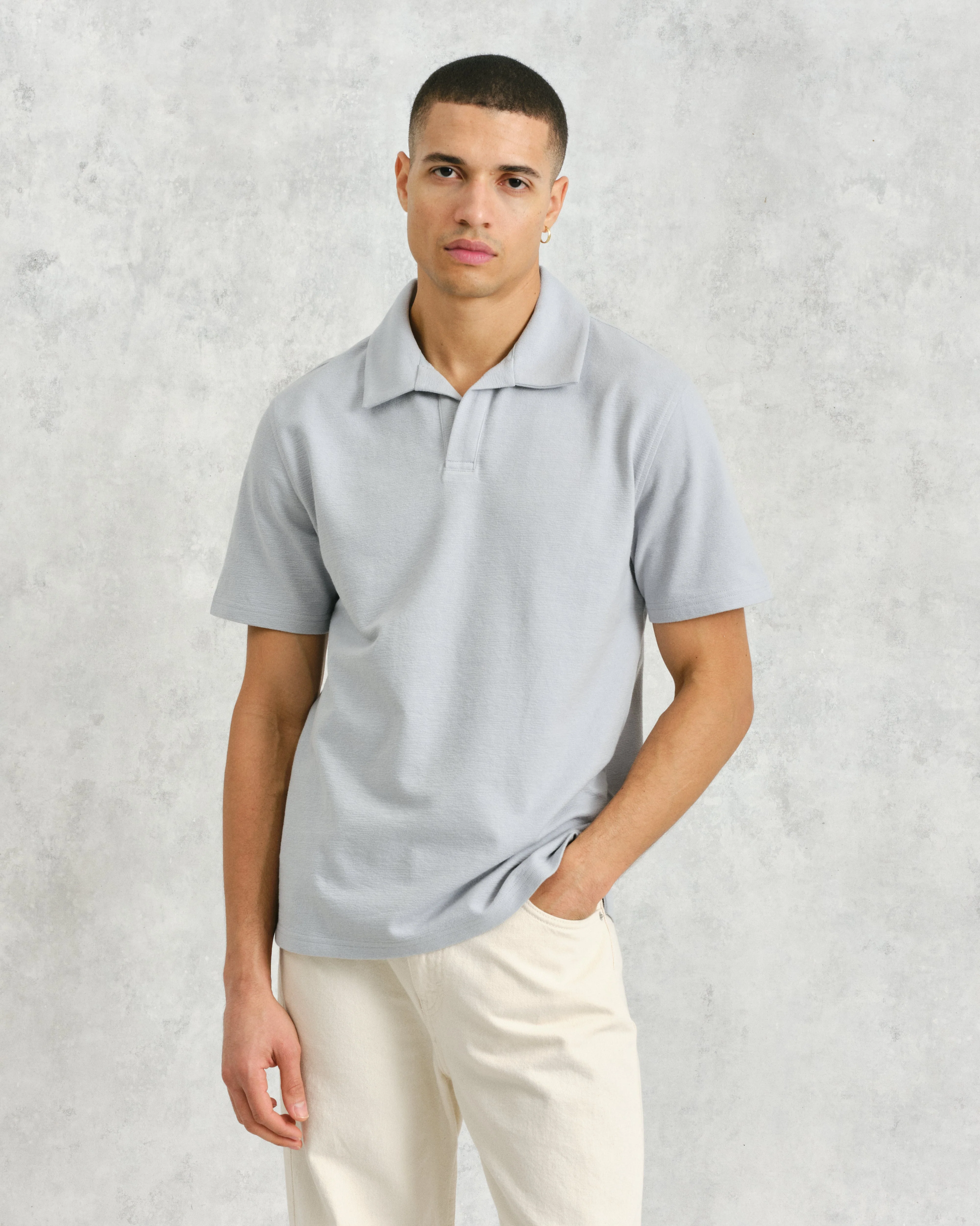 Atwood - Blue Textured Organic Cotton Polo Shirt - Image 2