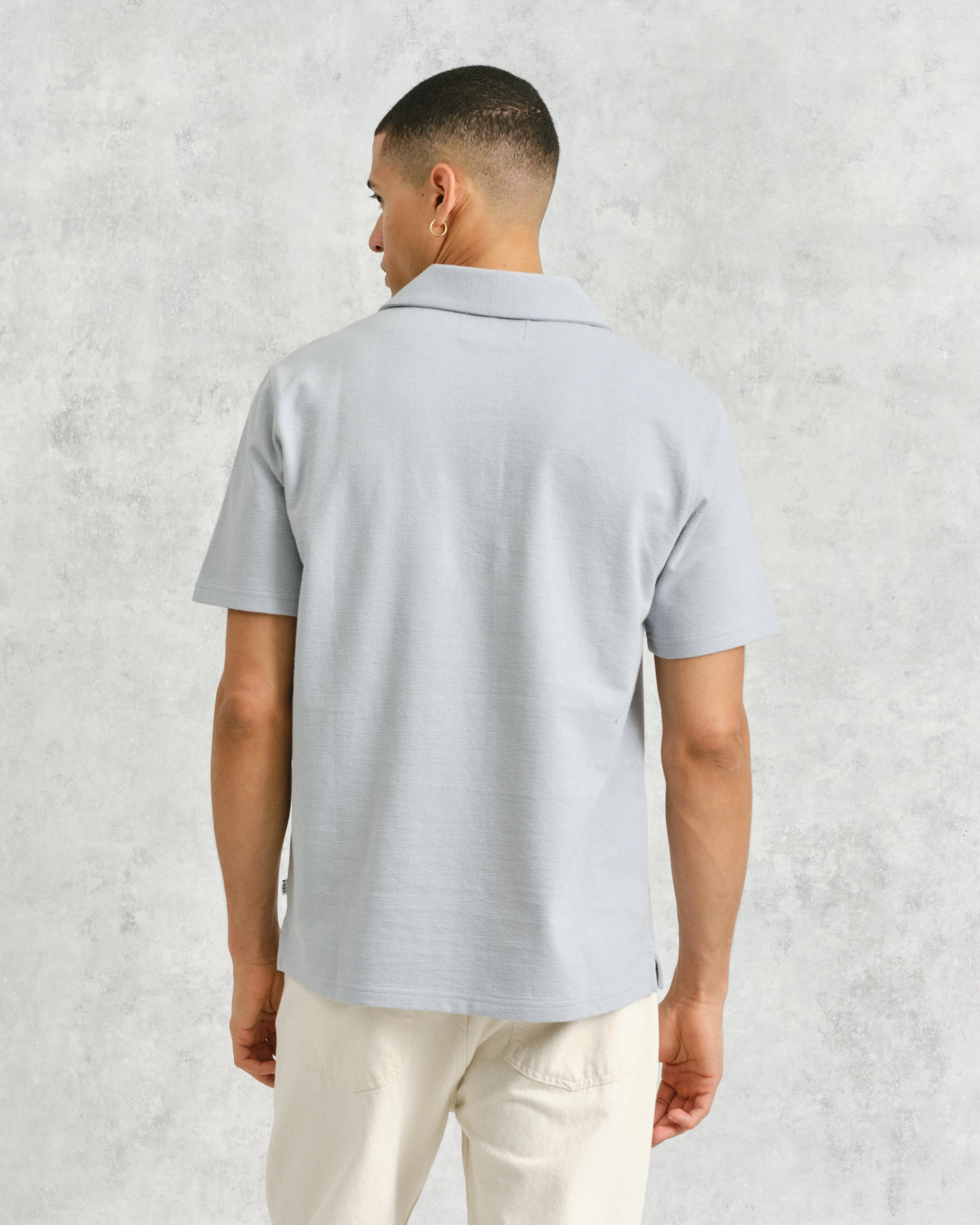 Atwood - Blue Textured Organic Cotton Polo Shirt - Image 7