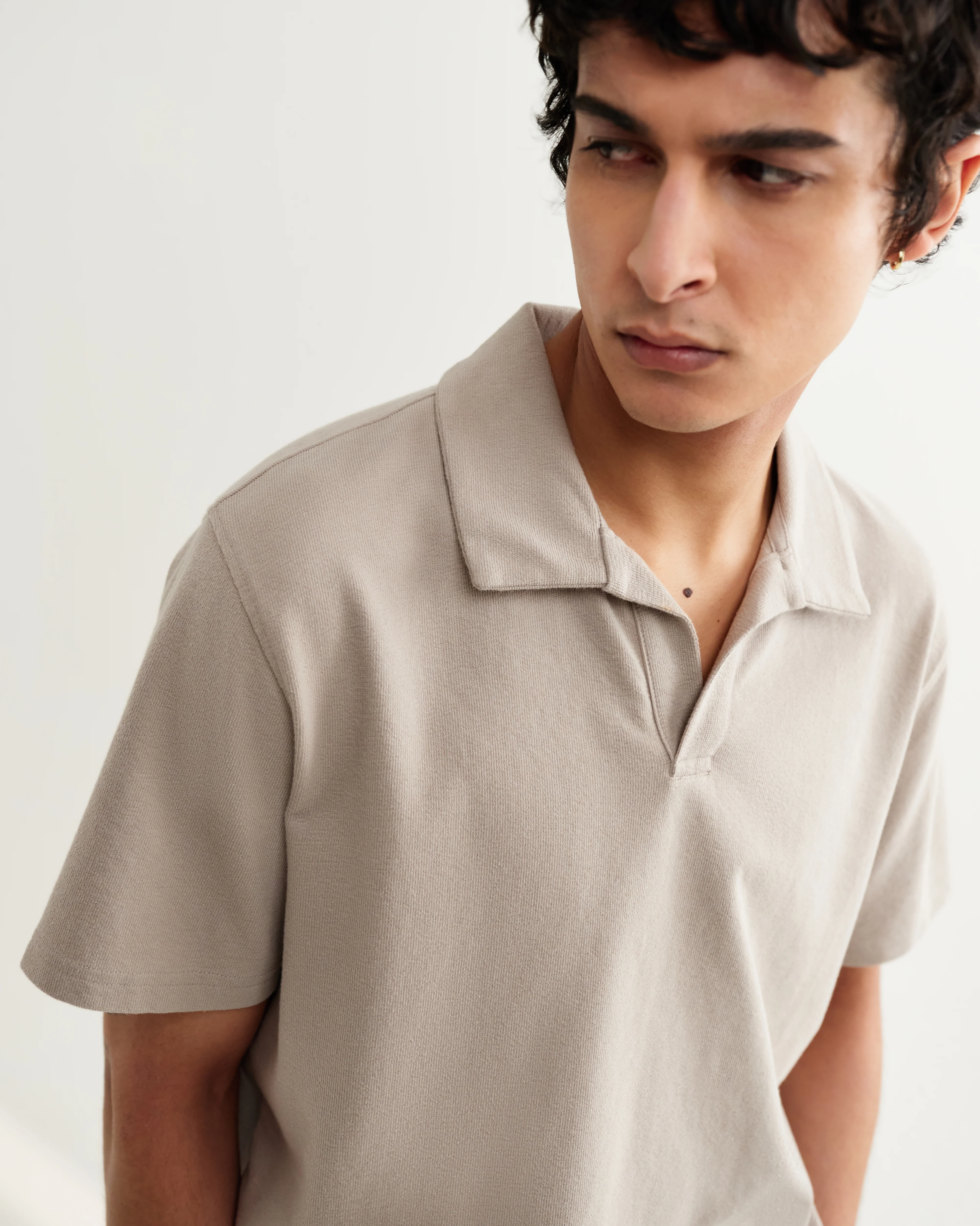 Atwood - Clay Textured Organic Cotton Polo Shirt - Image 3