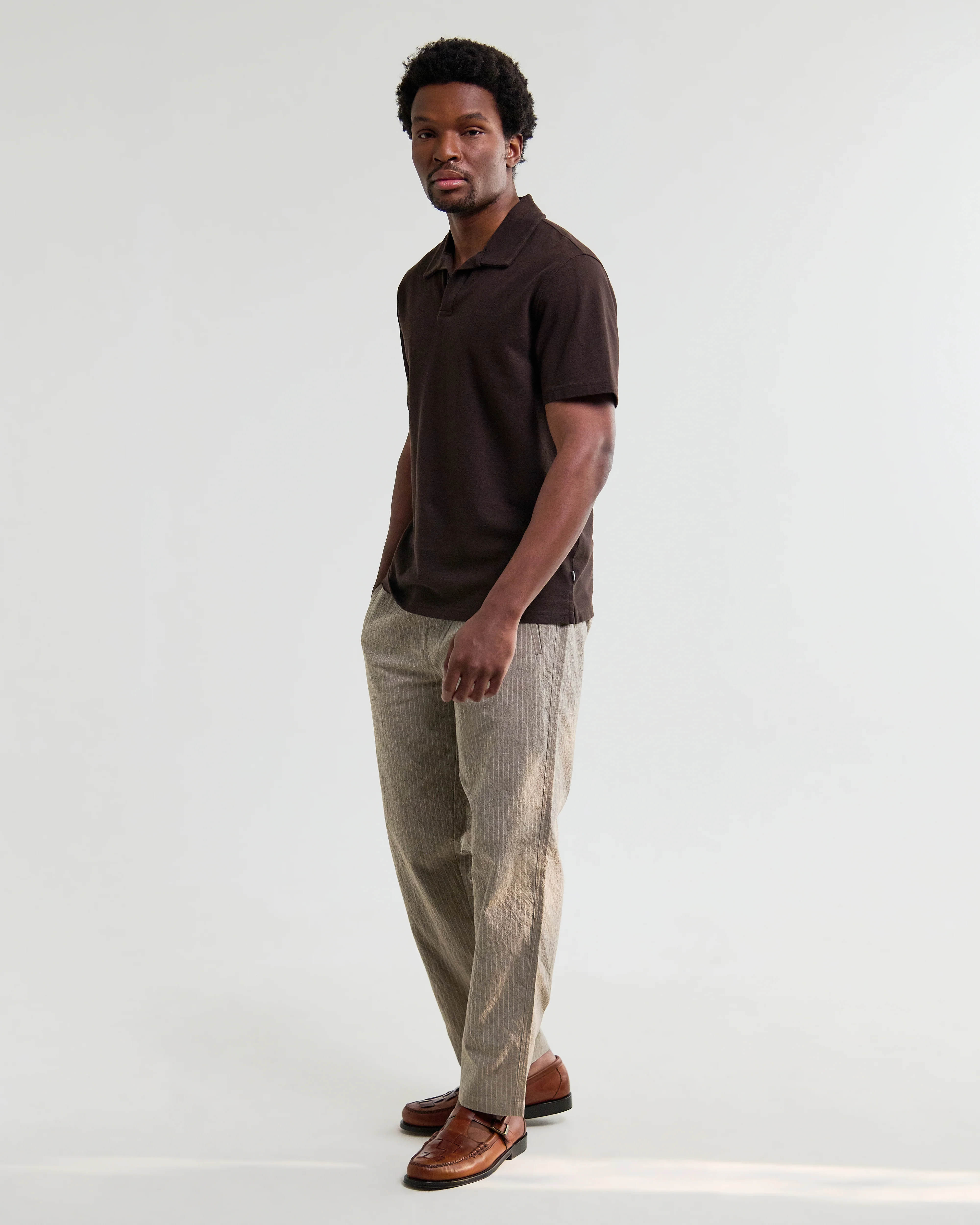 Atwood - Dark Brown Textured Organic Cotton Polo Shirt - Image 4