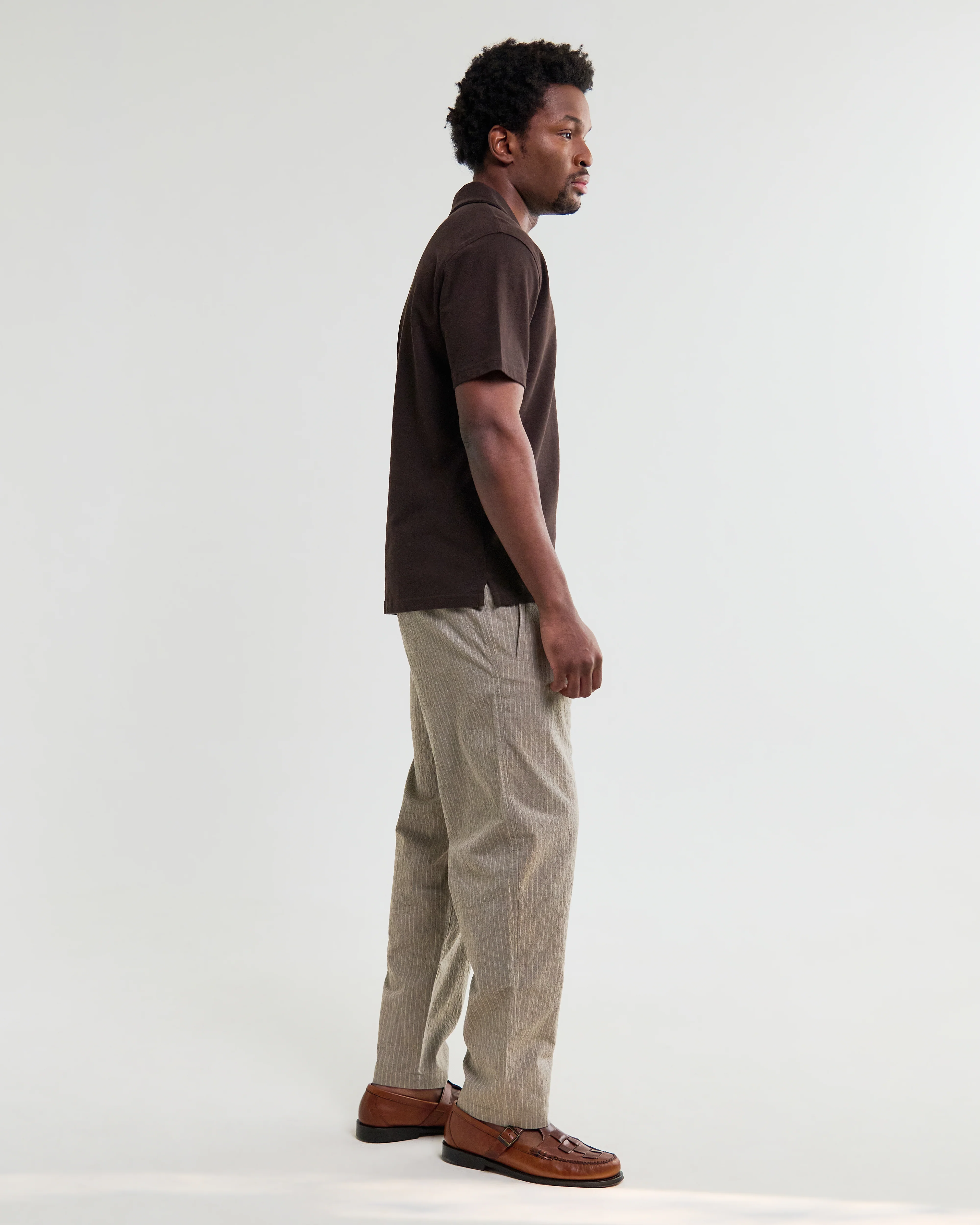 Atwood - Dark Brown Textured Organic Cotton Polo Shirt - Image 5