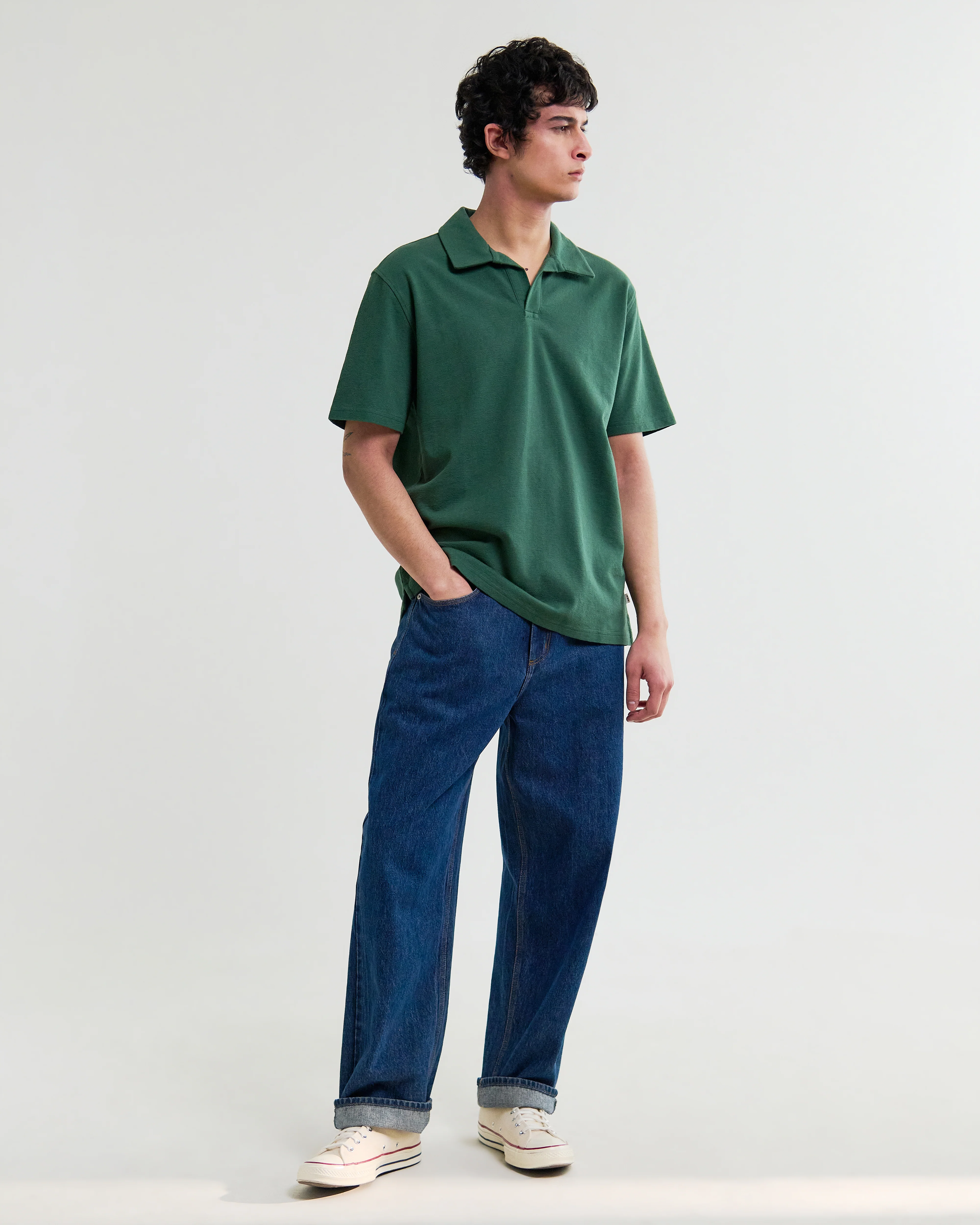 Atwood - Dark Green Textured Organic Cotton Polo Shirt - Image 5