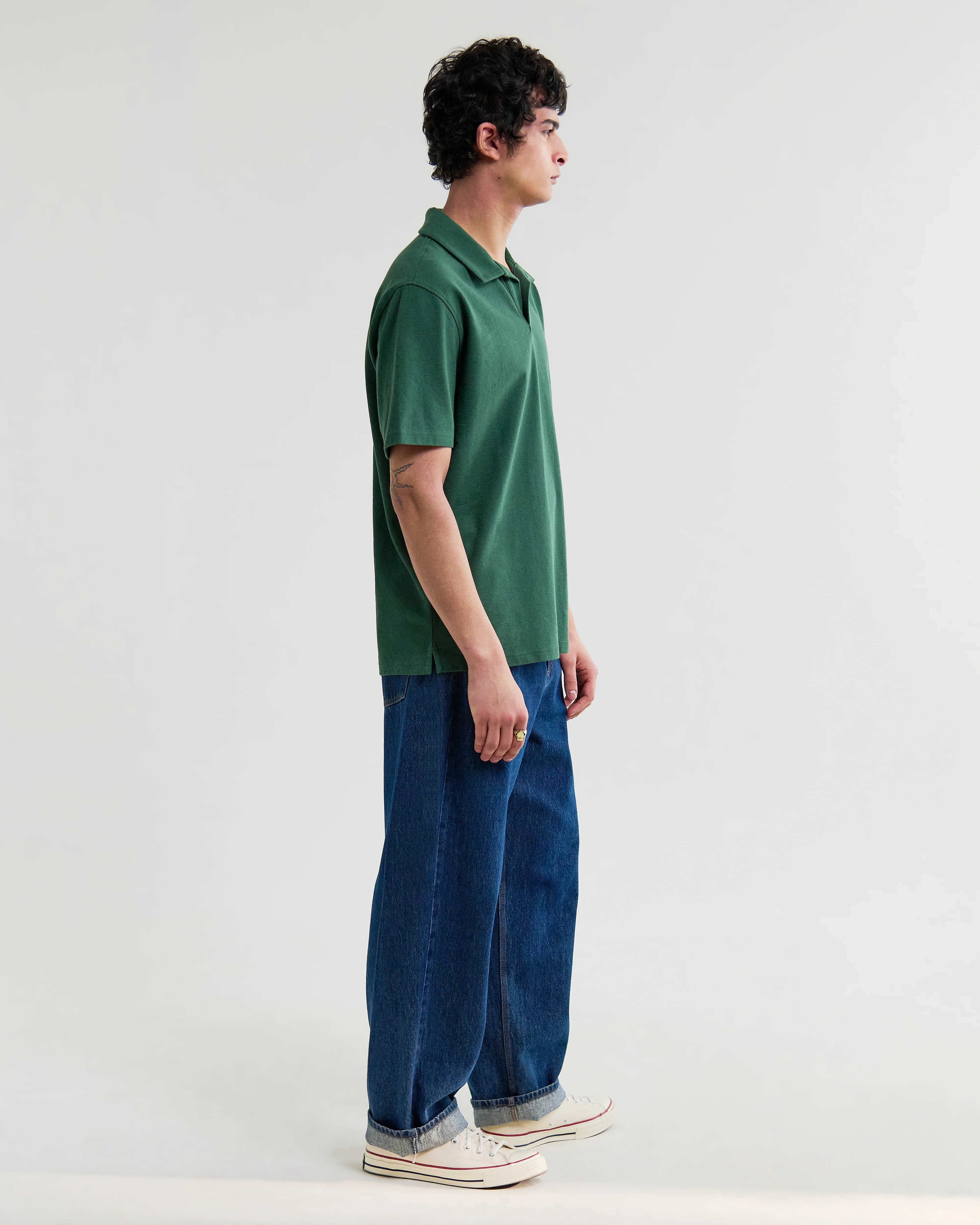 Atwood - Dark Green Textured Organic Cotton Polo Shirt - Image 6