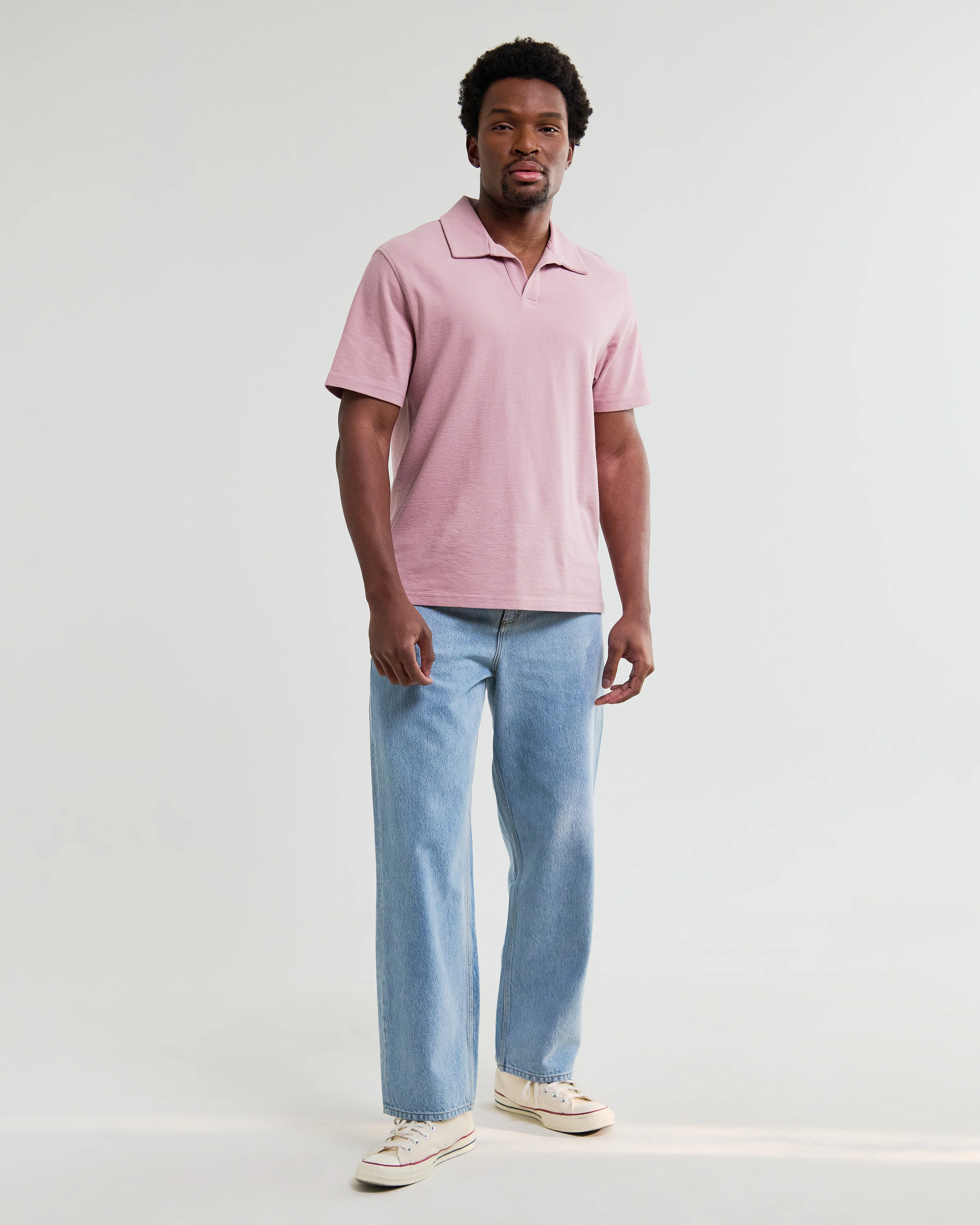 Atwood - Dusty Pink Textured Organic Cotton Polo Shirt - Image 4