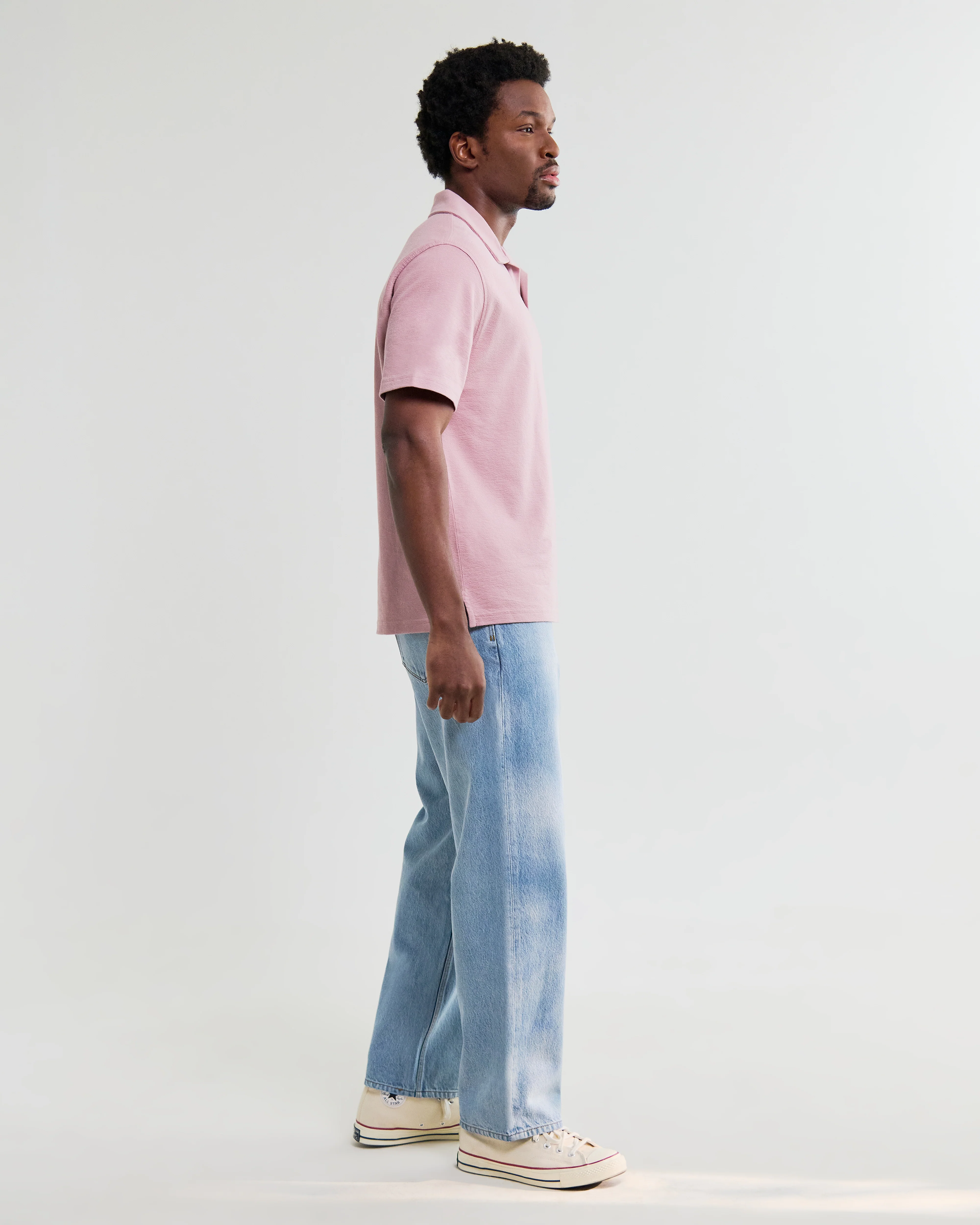 Atwood - Dusty Pink Textured Organic Cotton Polo Shirt - Image 5