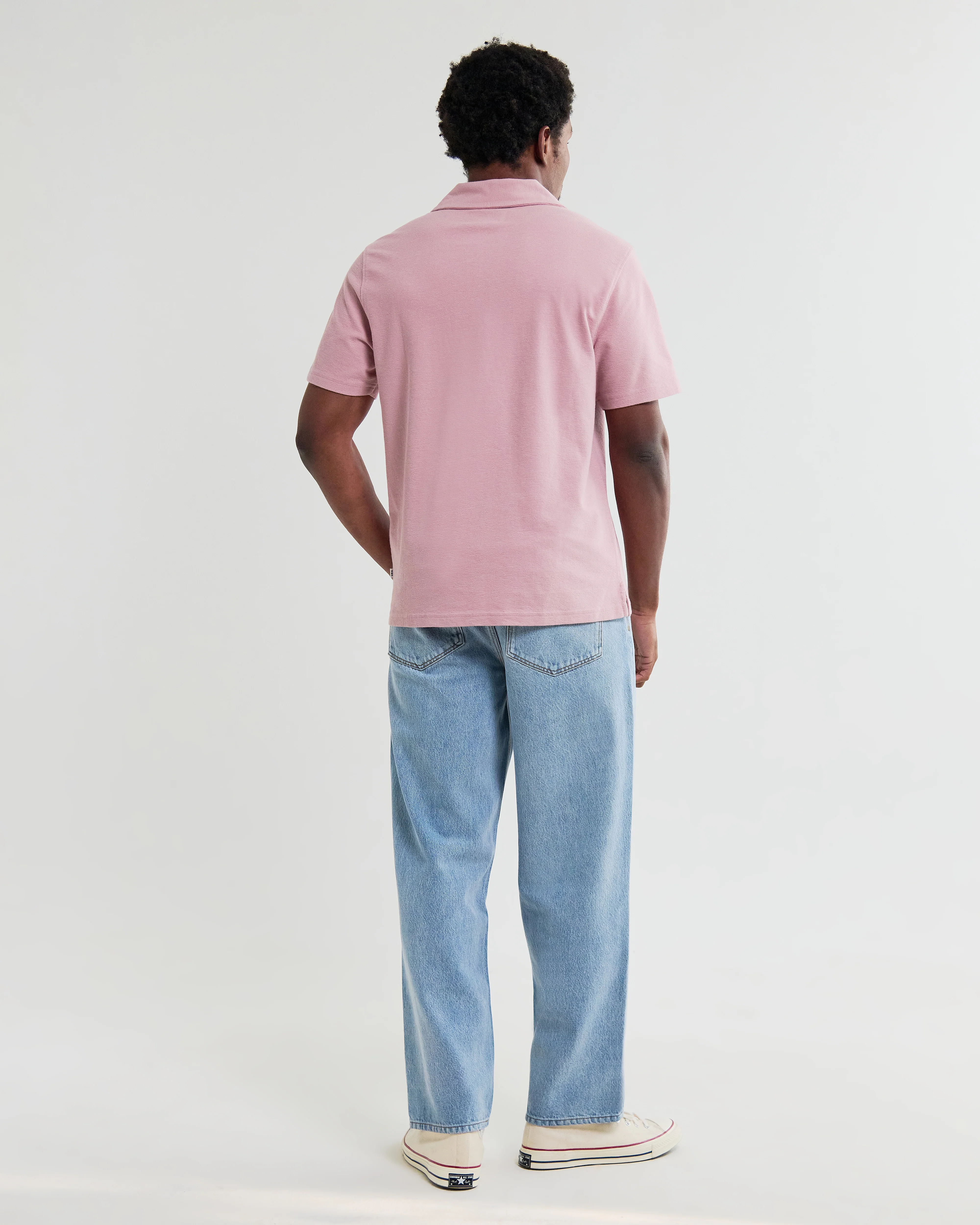 Atwood - Dusty Pink Textured Organic Cotton Polo Shirt - Image 6