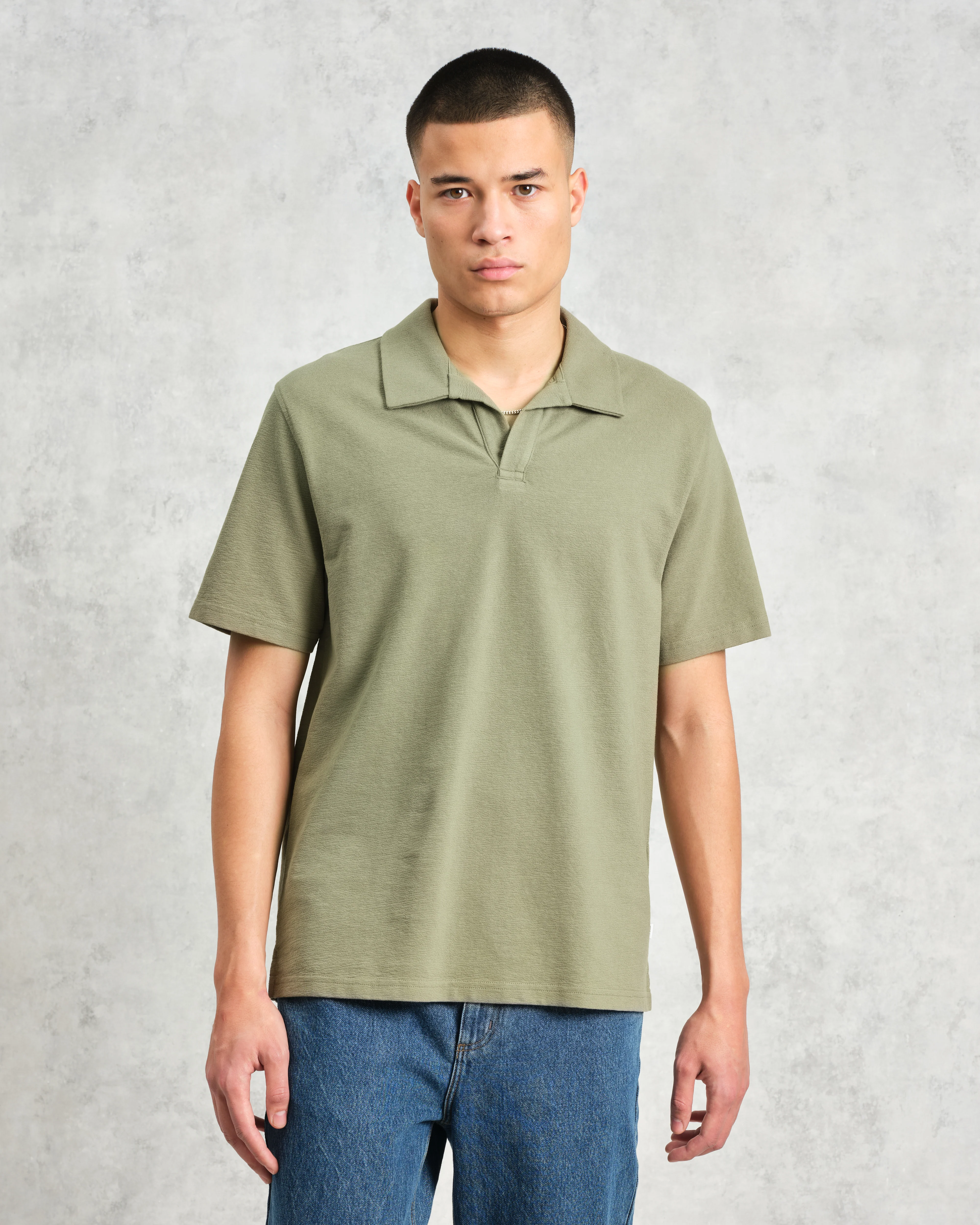 Atwood - Green Textured Organic Cotton Polo Shirt - Image 2