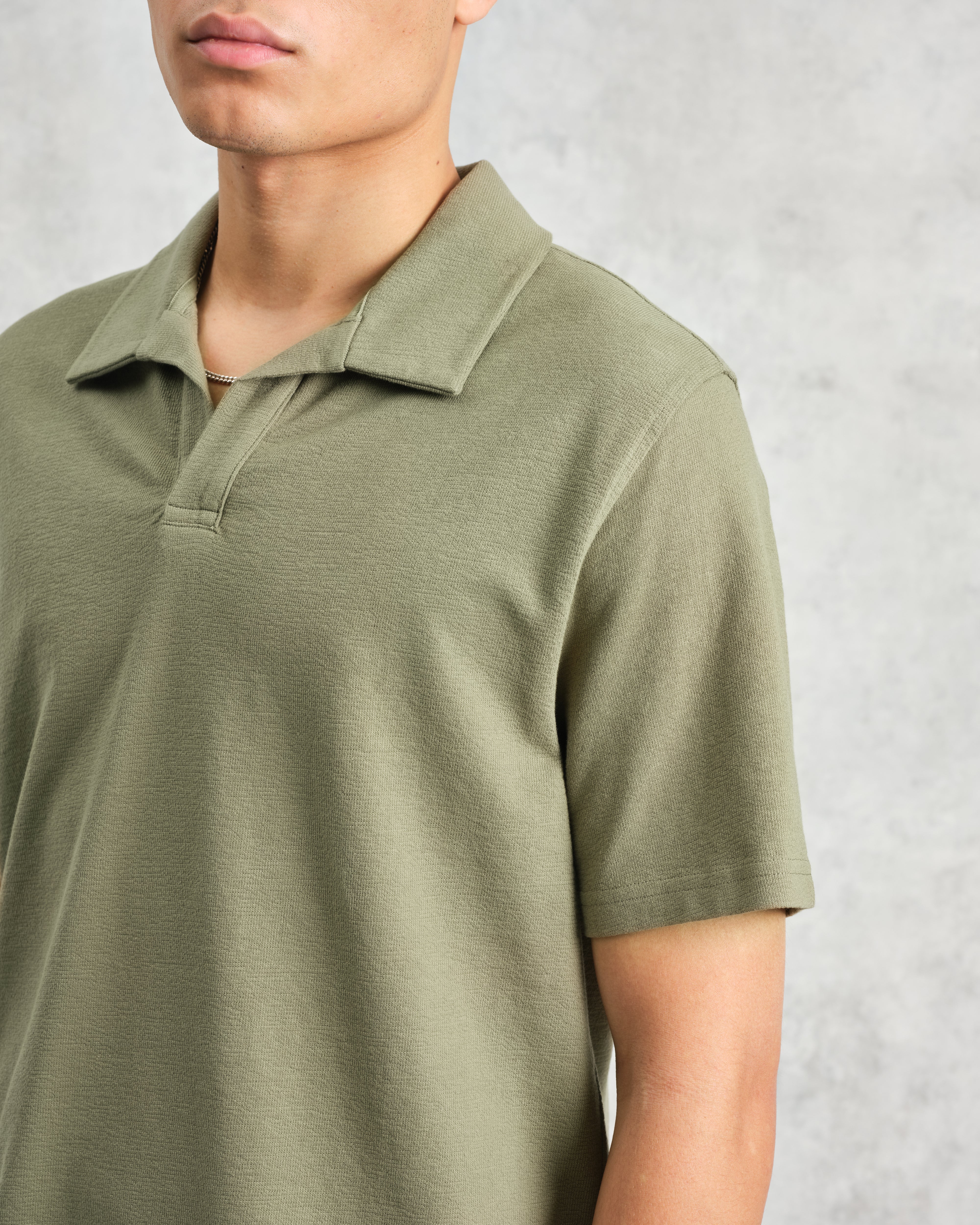 Atwood - Green Textured Organic Cotton Polo Shirt - Image 3