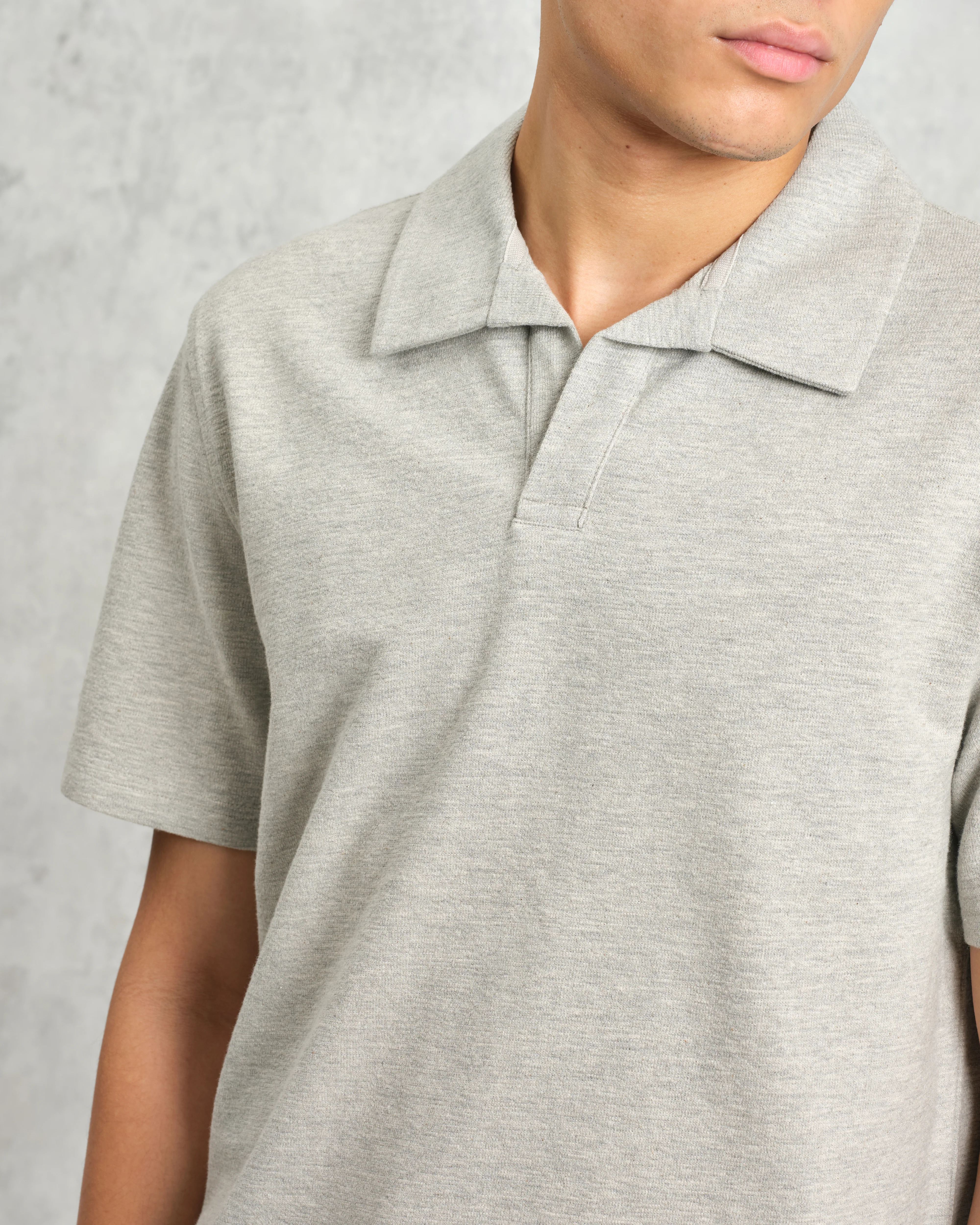 Atwood - Grey Marl Textured Organic Cotton Polo Shirt - Image 3