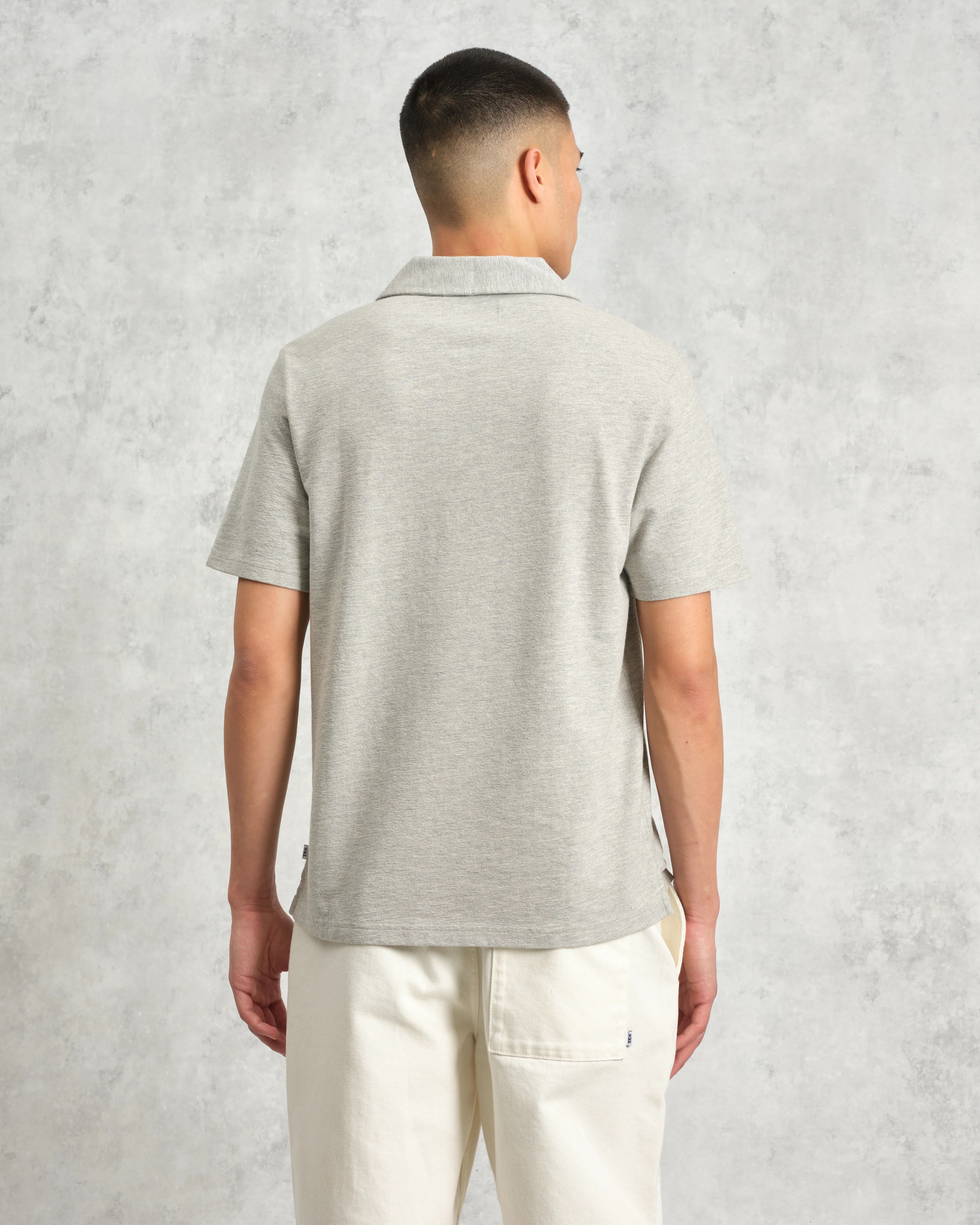 Atwood - Grey Marl Textured Organic Cotton Polo Shirt - Image 7