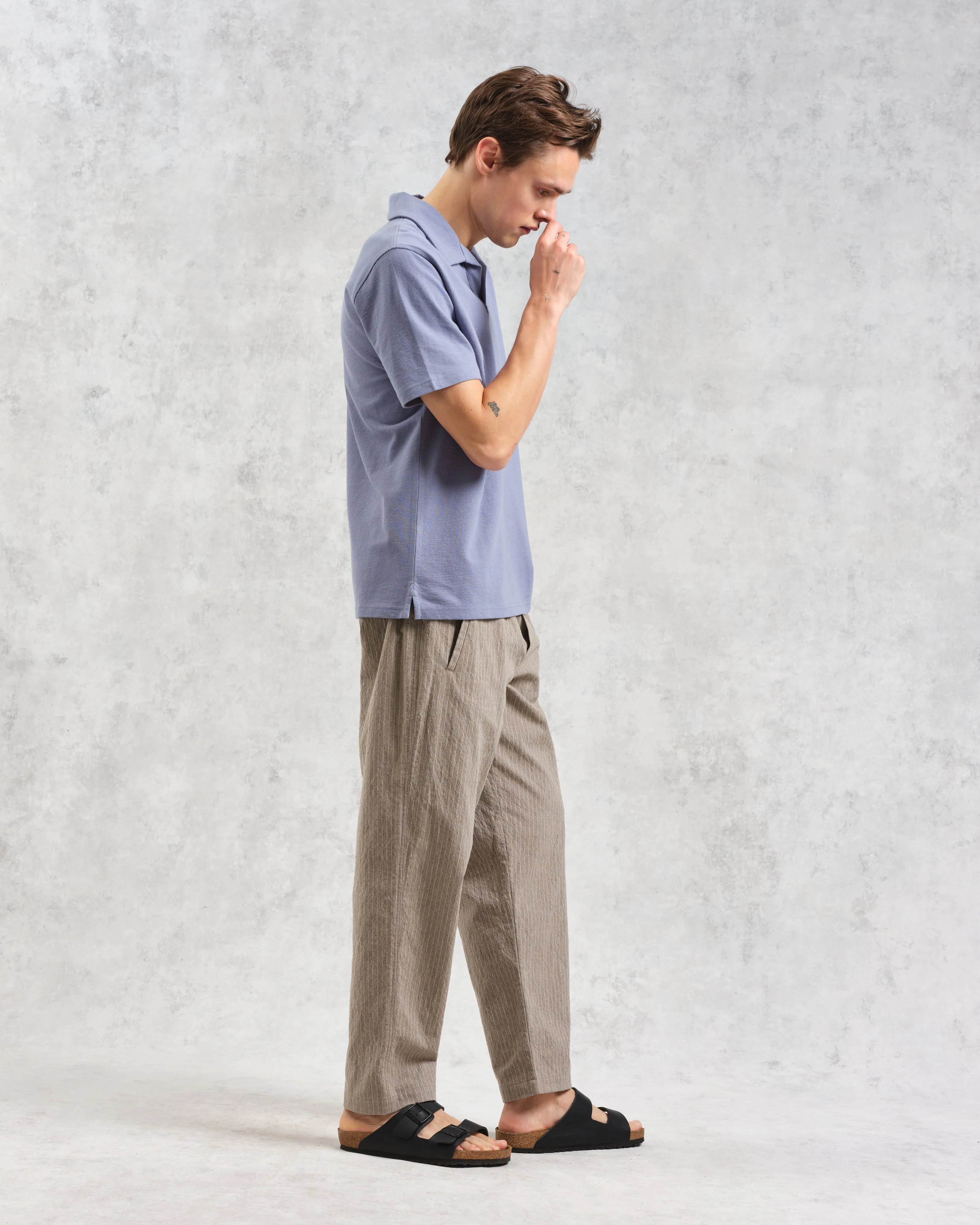 Atwood - Mid Blue Textured Organic Cotton Polo Shirt - Image 5