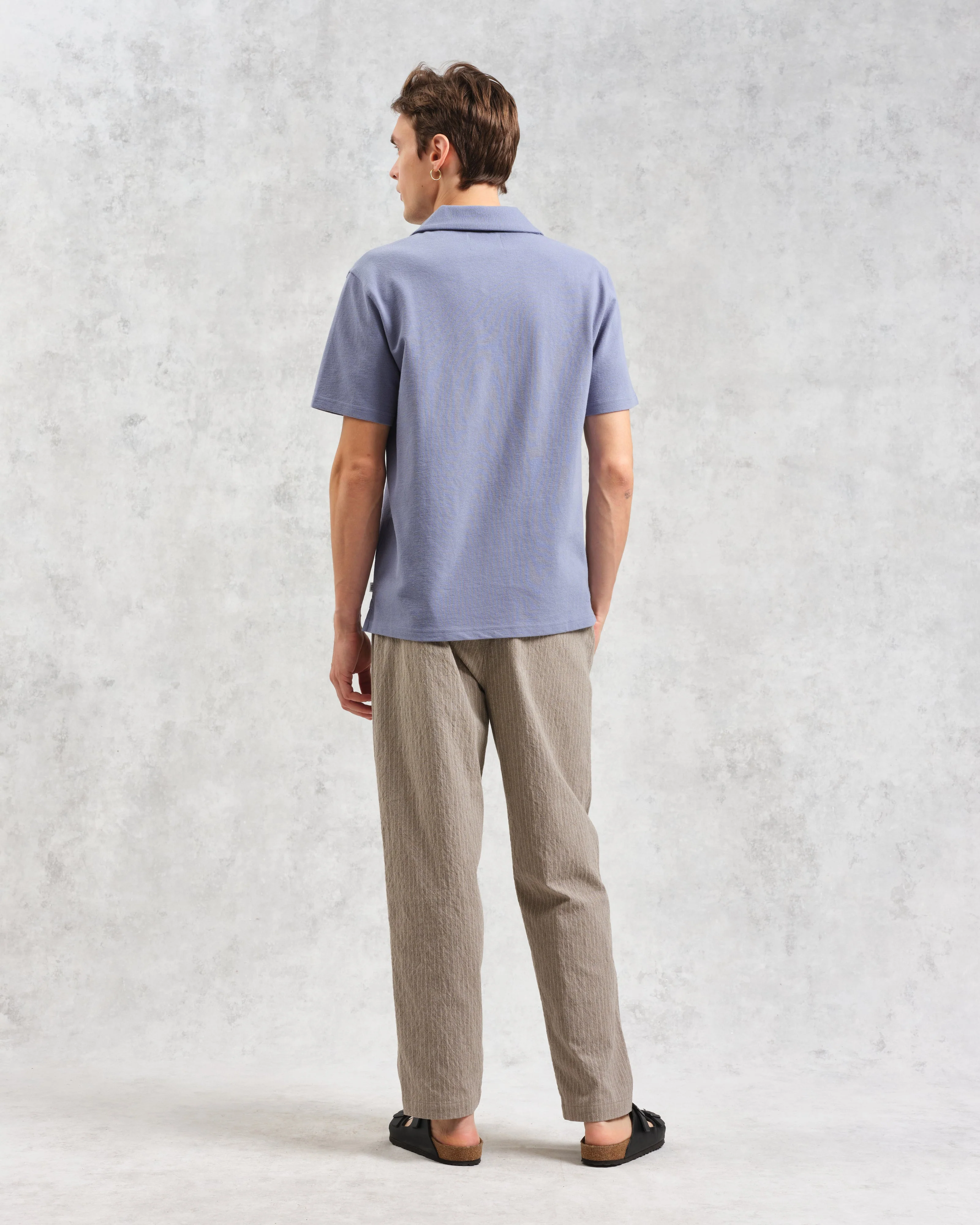 Atwood - Mid Blue Textured Organic Cotton Polo Shirt - Image 6