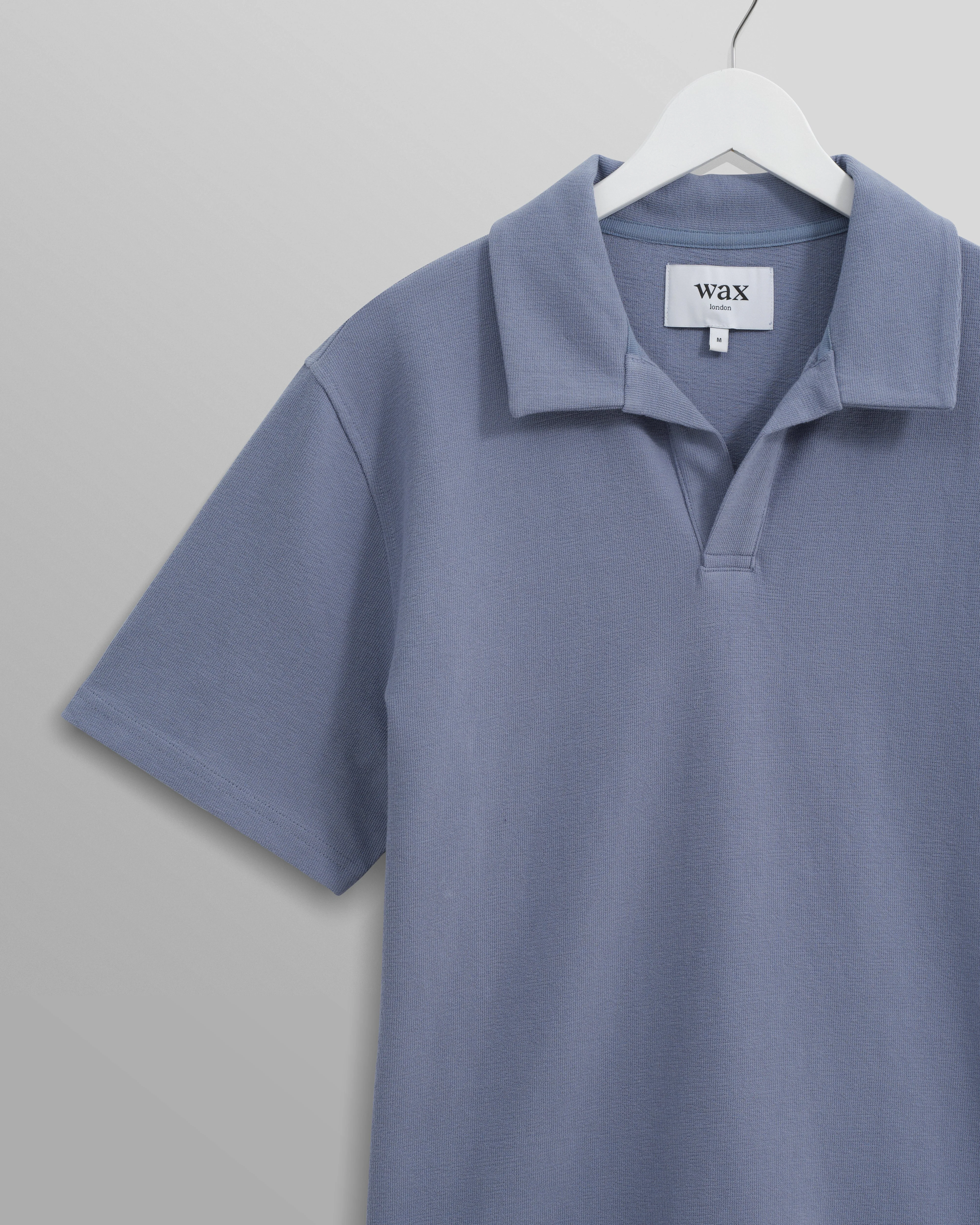 Atwood - Mid Blue Textured Organic Cotton Polo Shirt - Image 8
