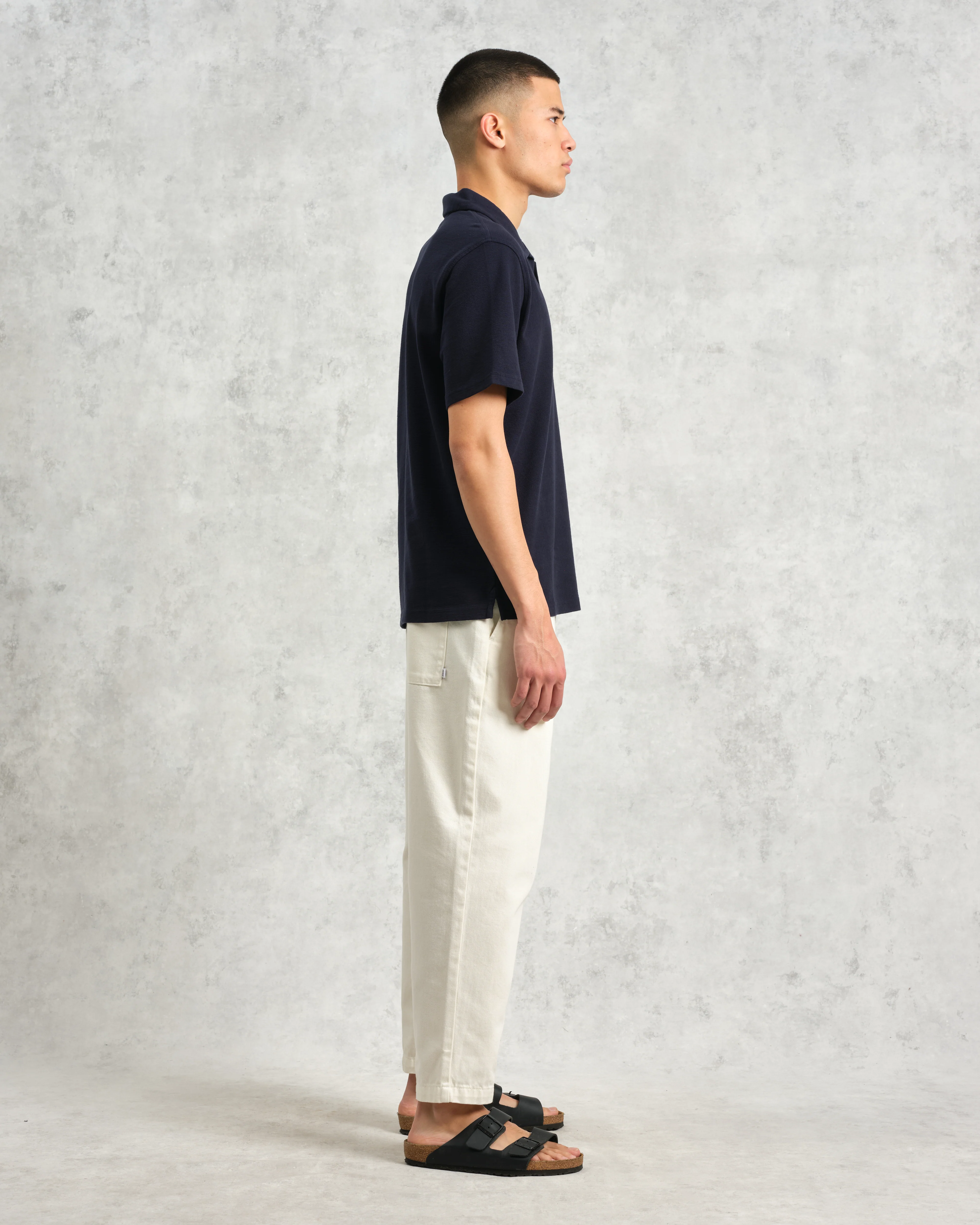 Atwood - Navy Textured Organic Cotton Polo Shirt - Image 5