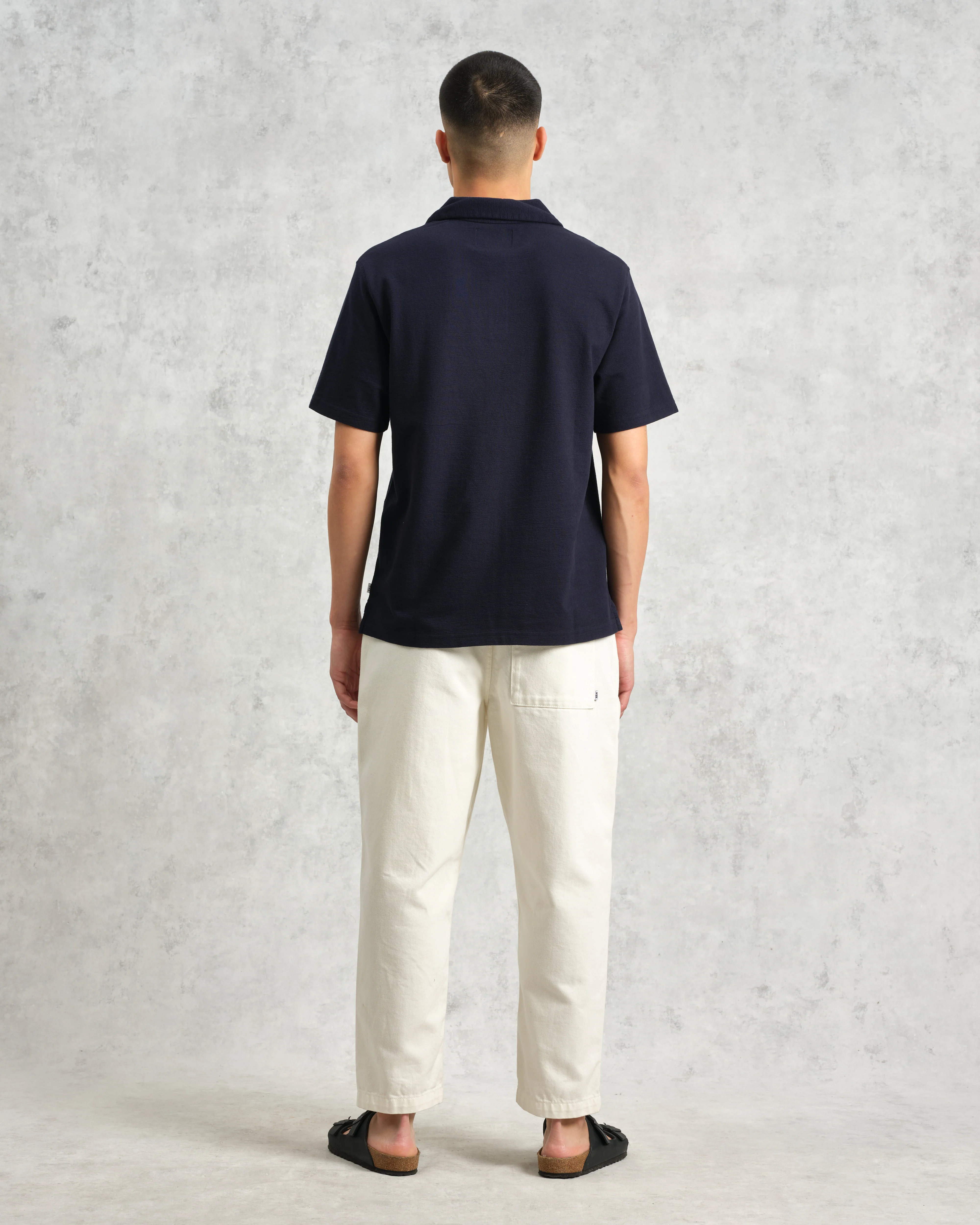 Atwood - Navy Textured Organic Cotton Polo Shirt - Image 6