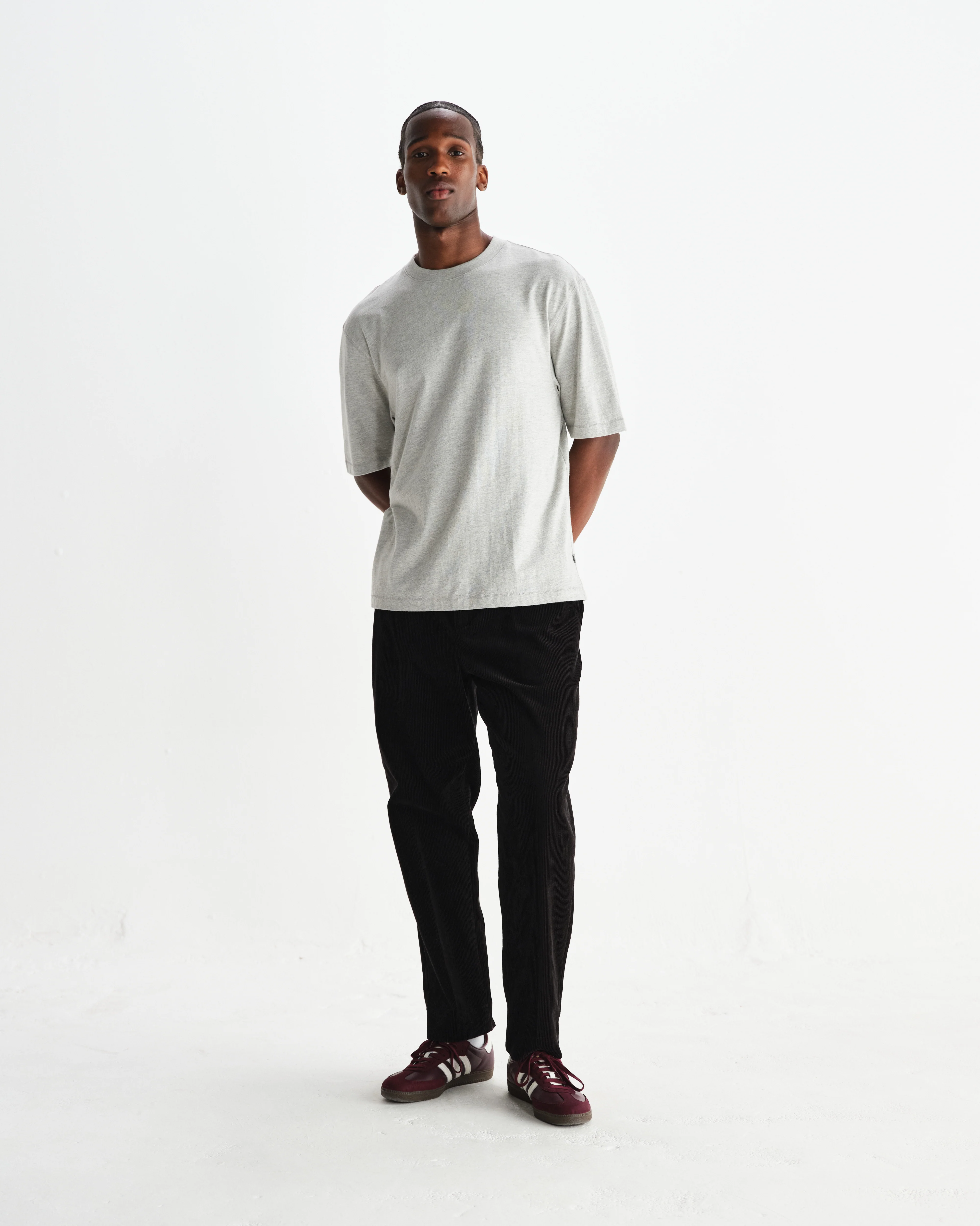 Aubyn - Black Soft Corduroy Pleated Trousers - Image 2