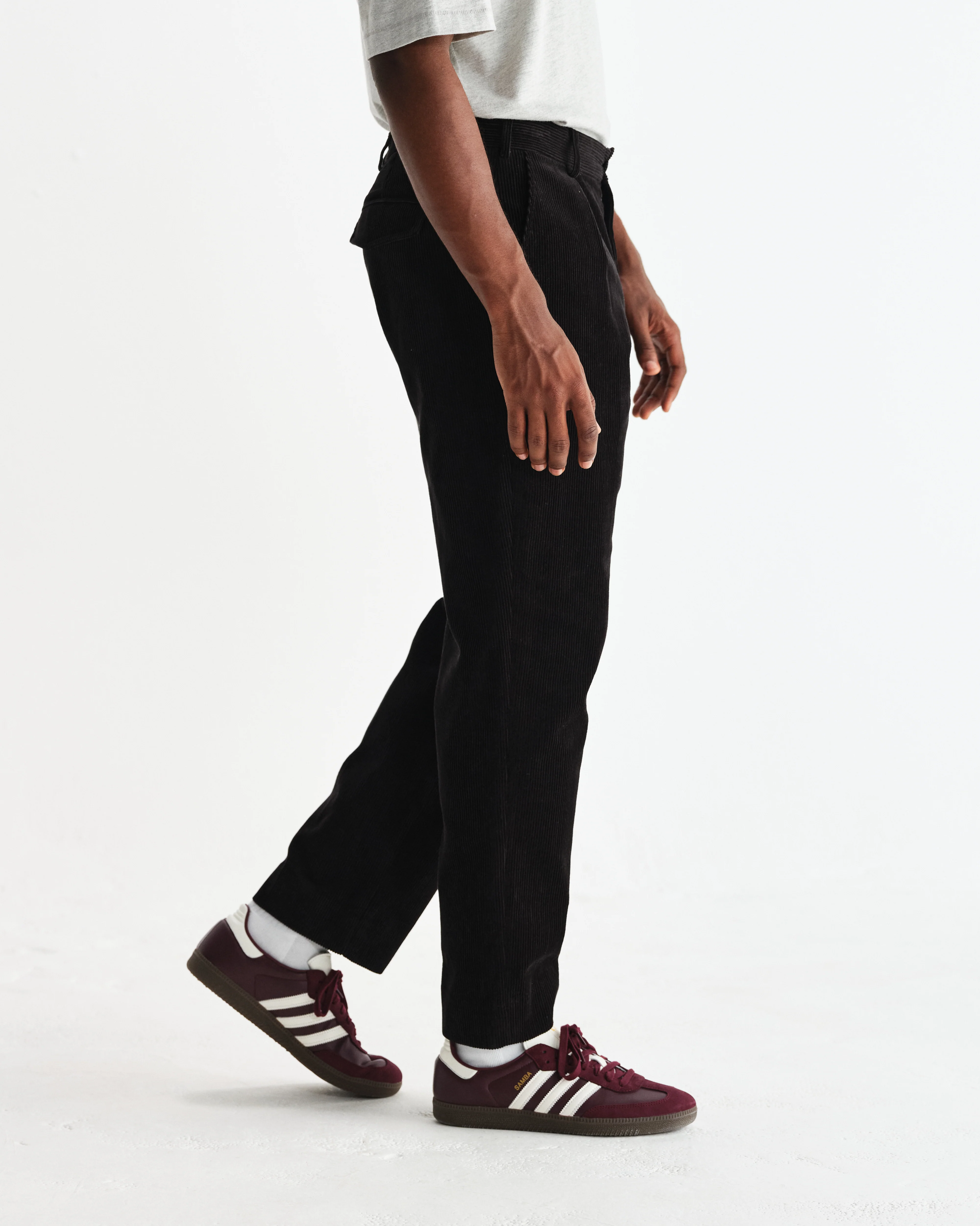 Aubyn - Black Soft Corduroy Pleated Trousers - Image 4