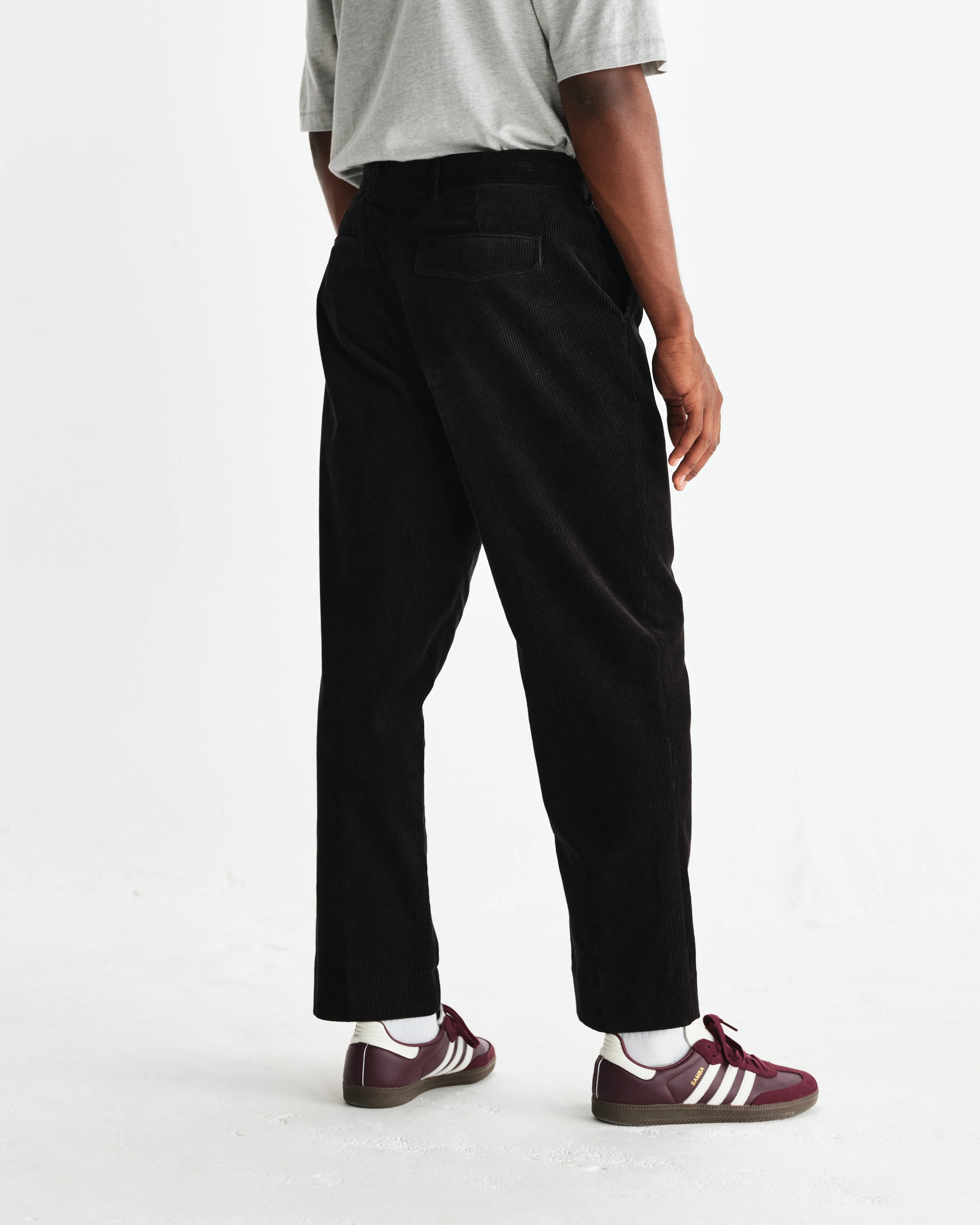 Aubyn - Black Soft Corduroy Pleated Trousers - Image 5