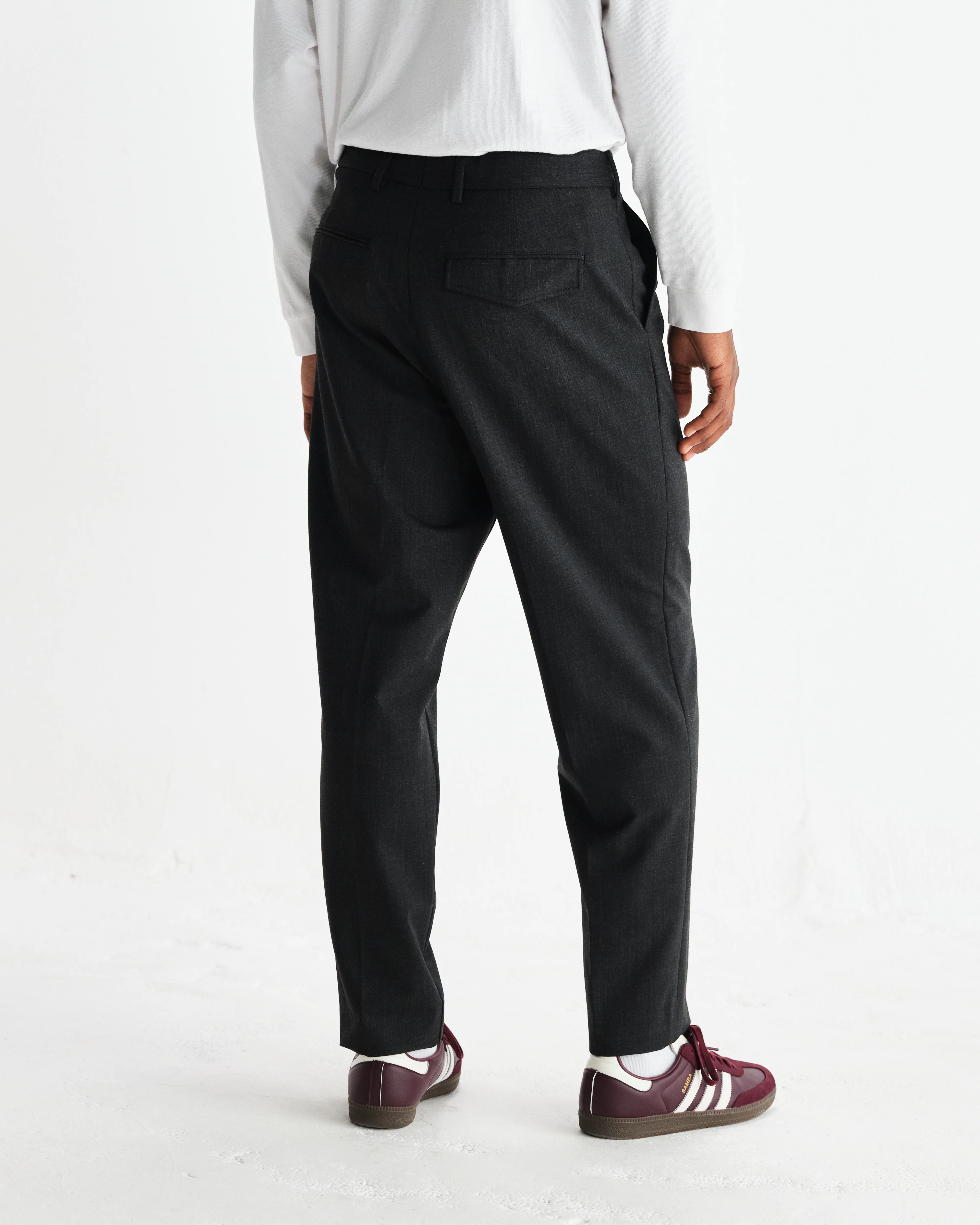 Aubyn - Charcoal Wool Blend Twill Pleated Trousers - Image 5