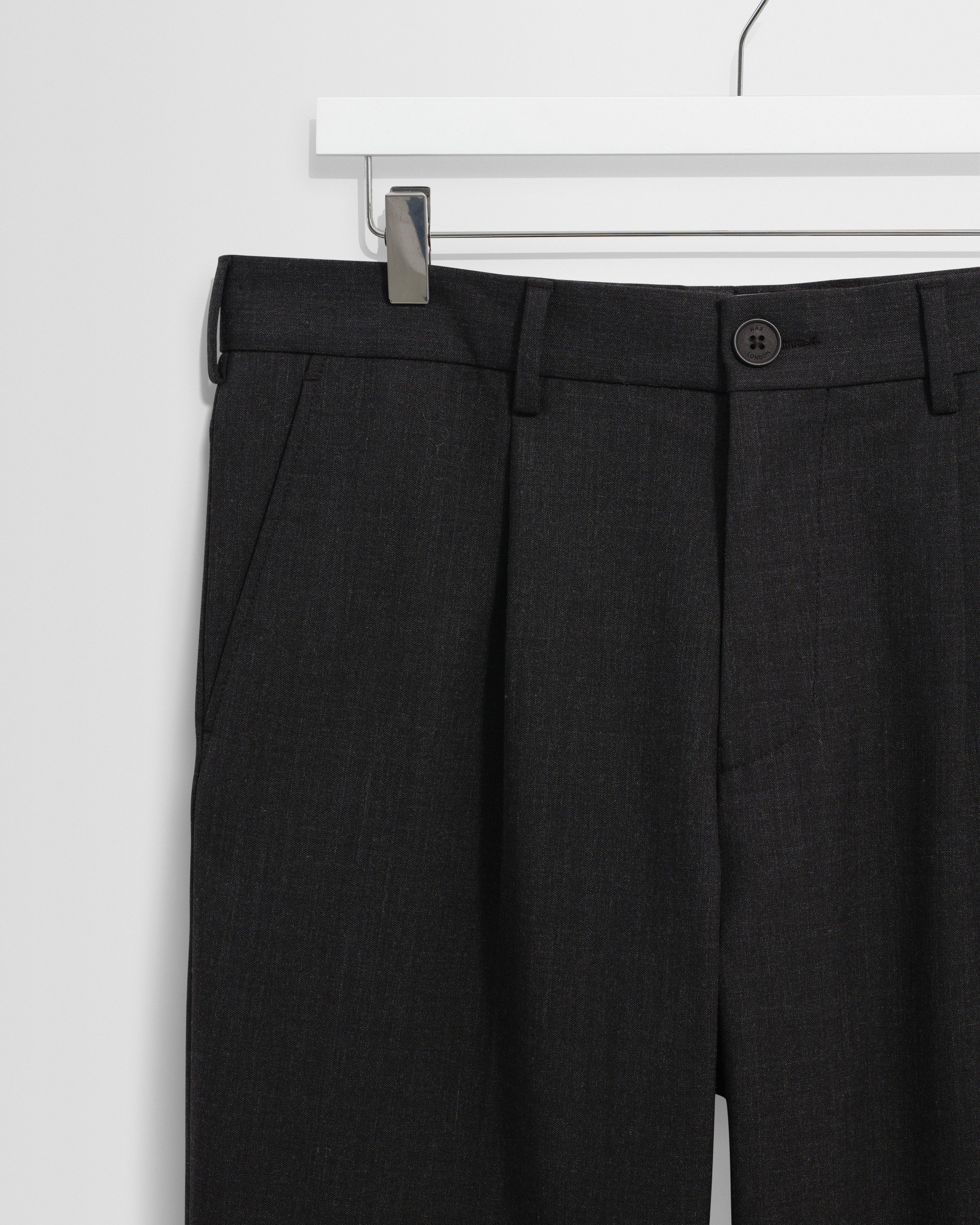 Aubyn - Charcoal Wool Blend Twill Pleated Trousers - Image 7