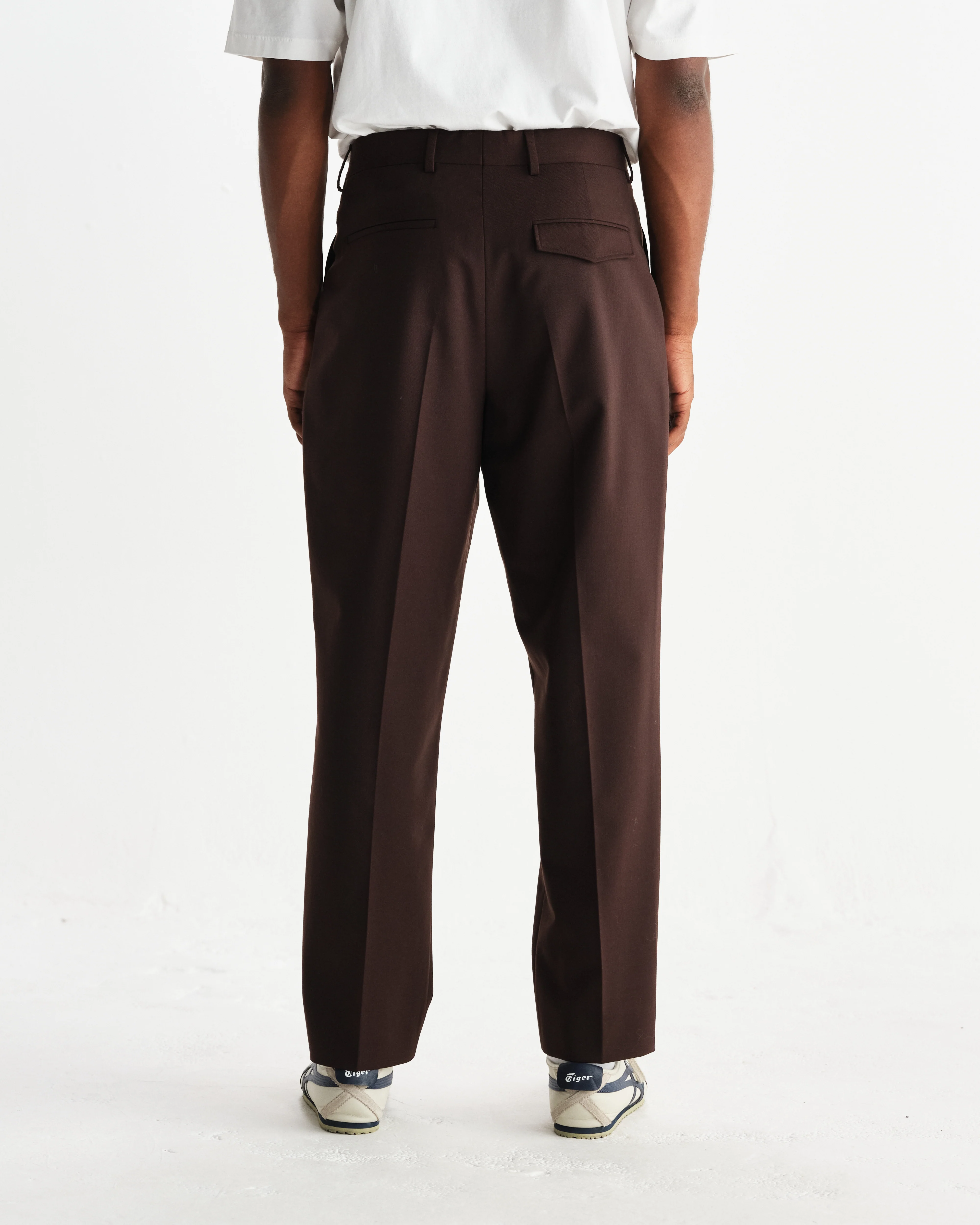Aubyn - Dark Brown Wool Blend Twill Pleated Trousers - Image 5