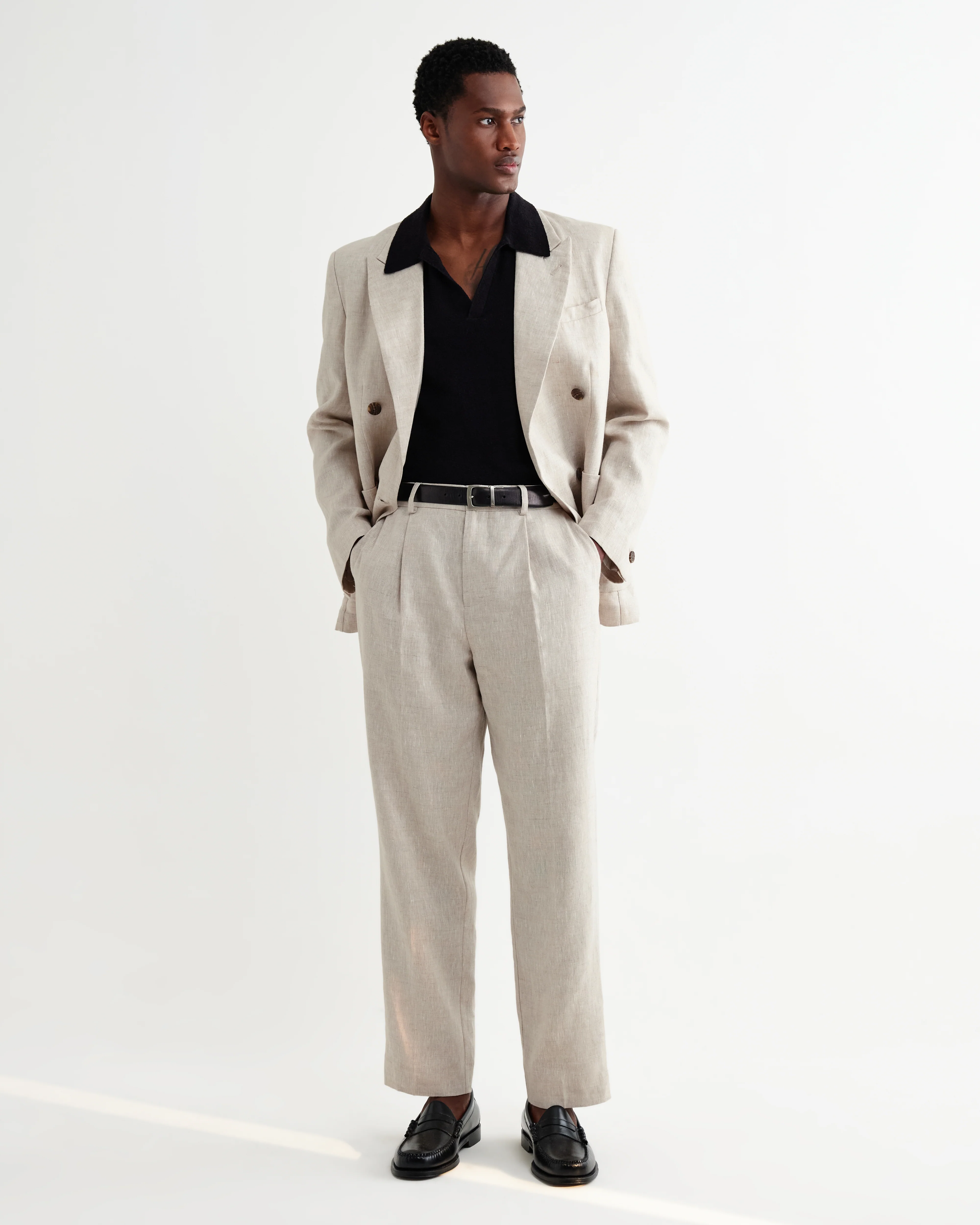 Aubyn - Natural Linen Loose Fit Trousers - Image 3