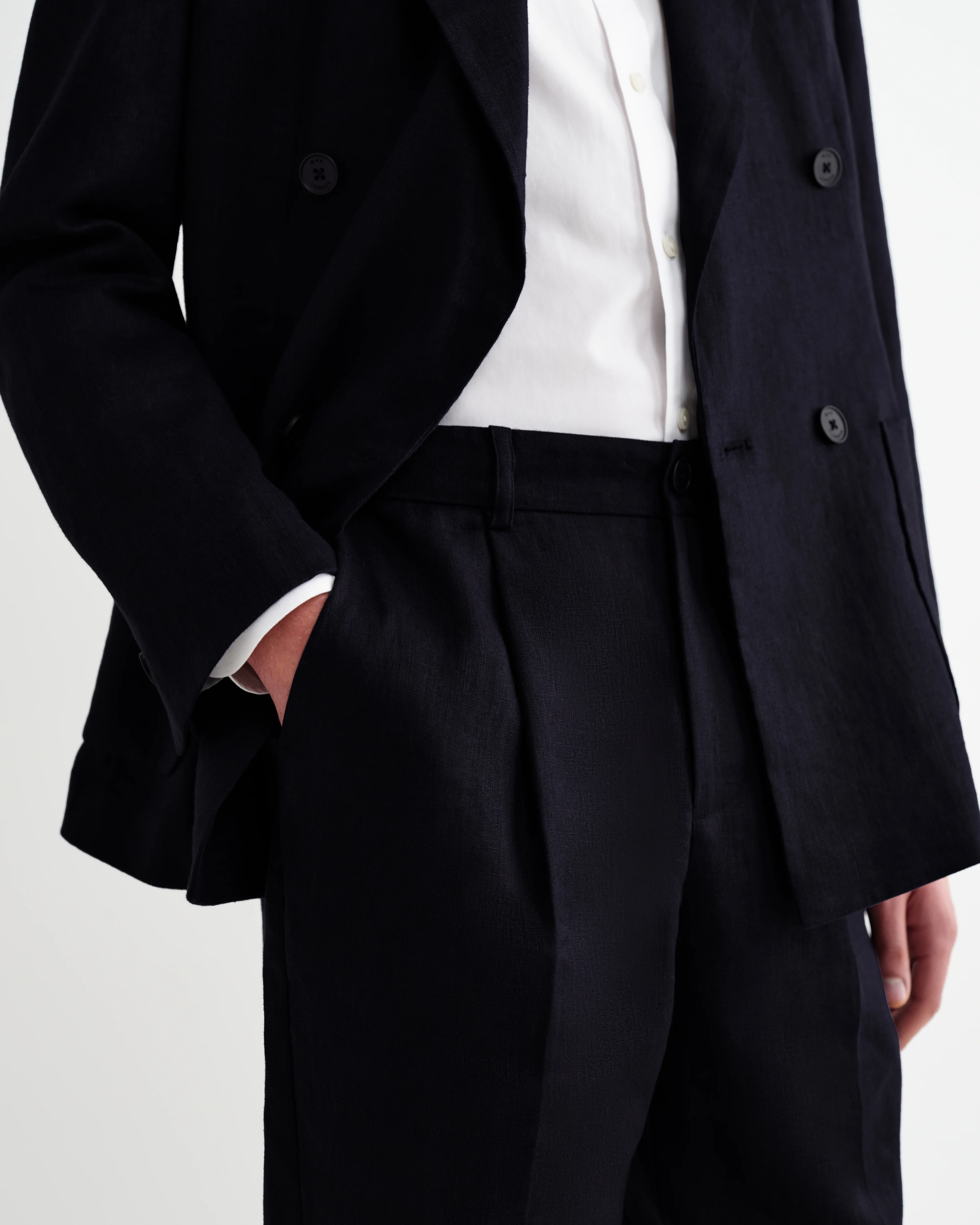 Aubyn - Navy Linen Loose Fit Trousers - Image 5