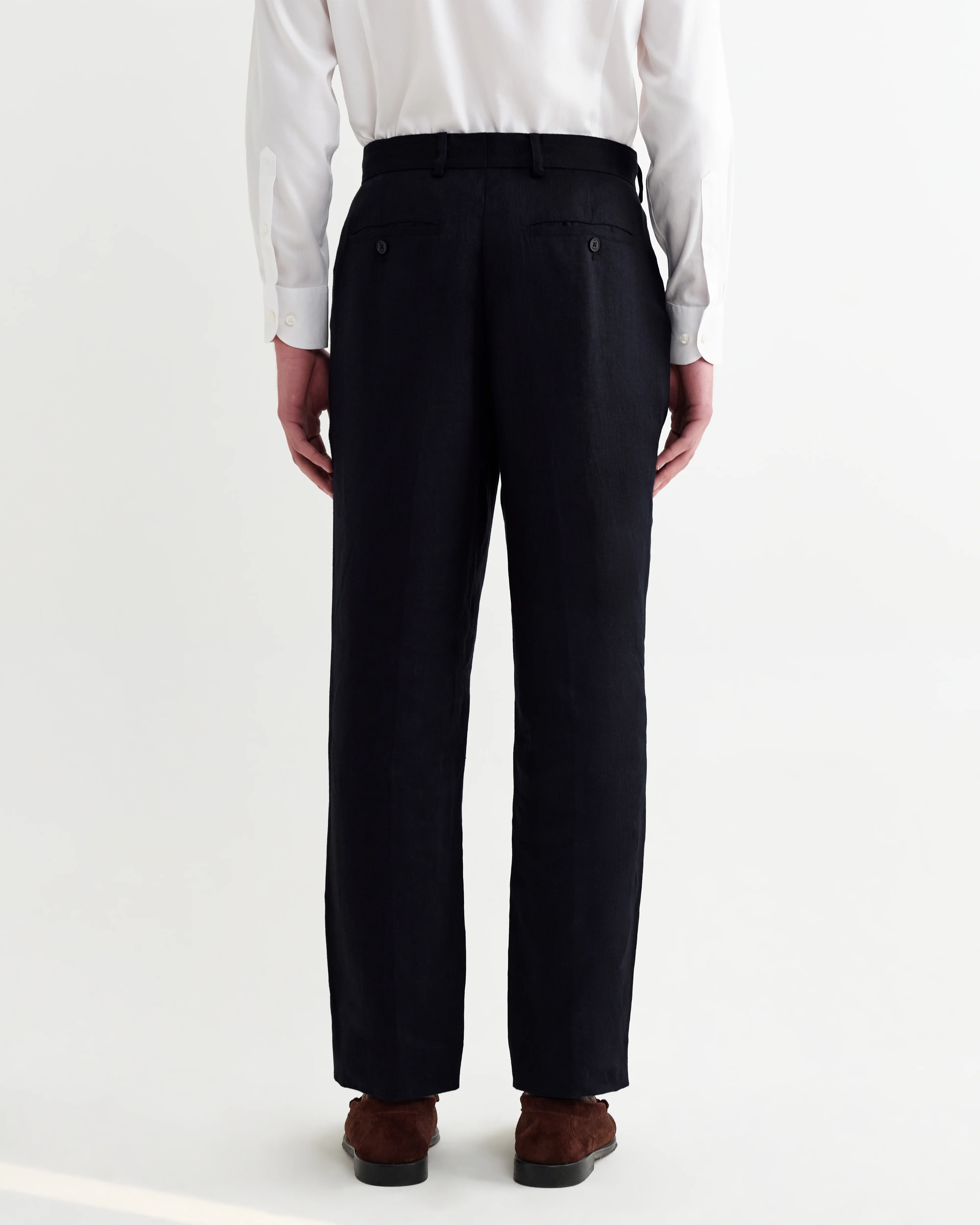 Aubyn - Navy Linen Loose Fit Trousers - Image 7